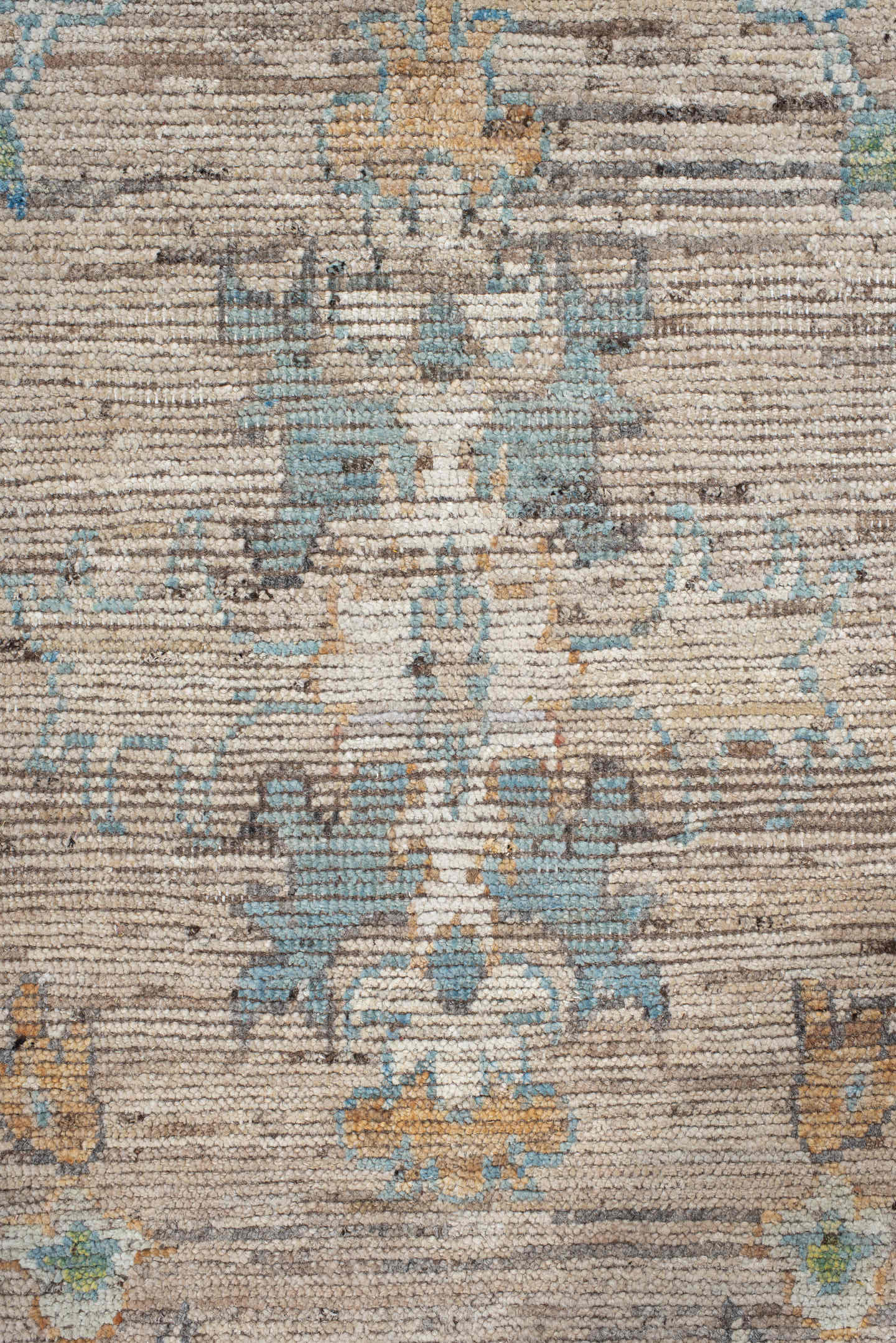 10' x 14' one-of-a-kind handmade vintage Oushak large size rug. Color palette: ivory, sky blue, pink, sage, gold, taupe