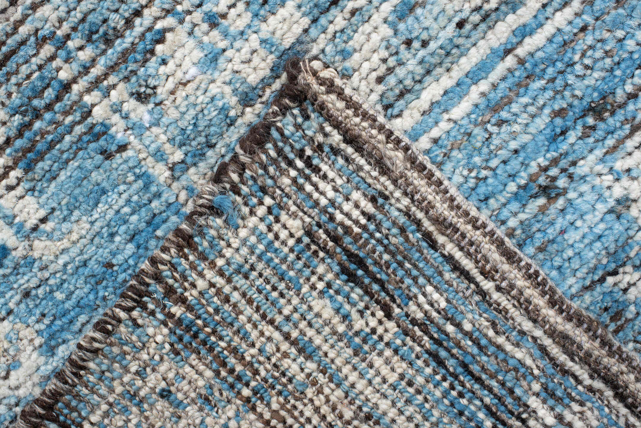 10' x 13' one-of-a-kind handmade vintage Oushak large size rug. Color palette: sky blue, ivory, slate, taupe, light blue