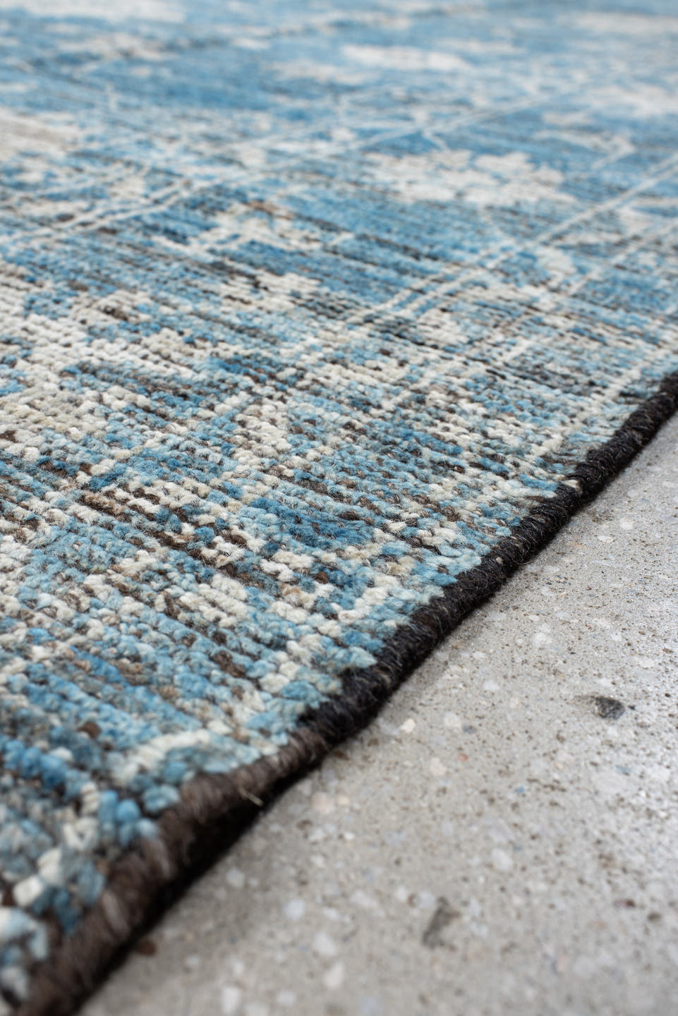 10' x 13' one-of-a-kind handmade vintage Oushak large size rug. Color palette: sky blue, ivory, slate, taupe, light blue