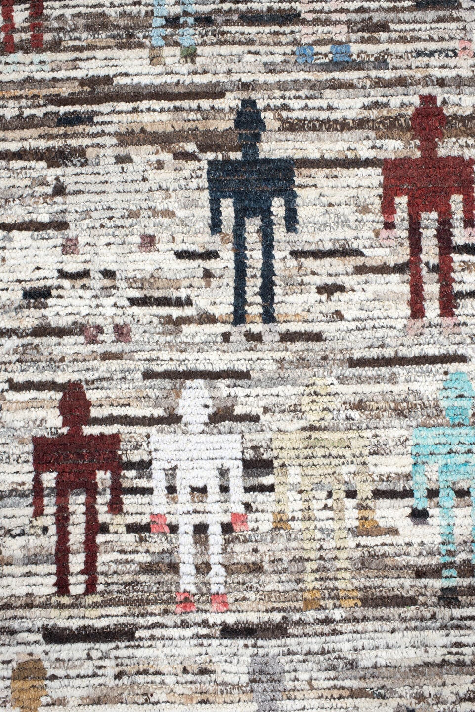 8' x 9' one-of-a-kind handmade vintage Tulu rug. Color palette: ivory, brown, taupe, rust, pale_blue, charcoal, burgundy