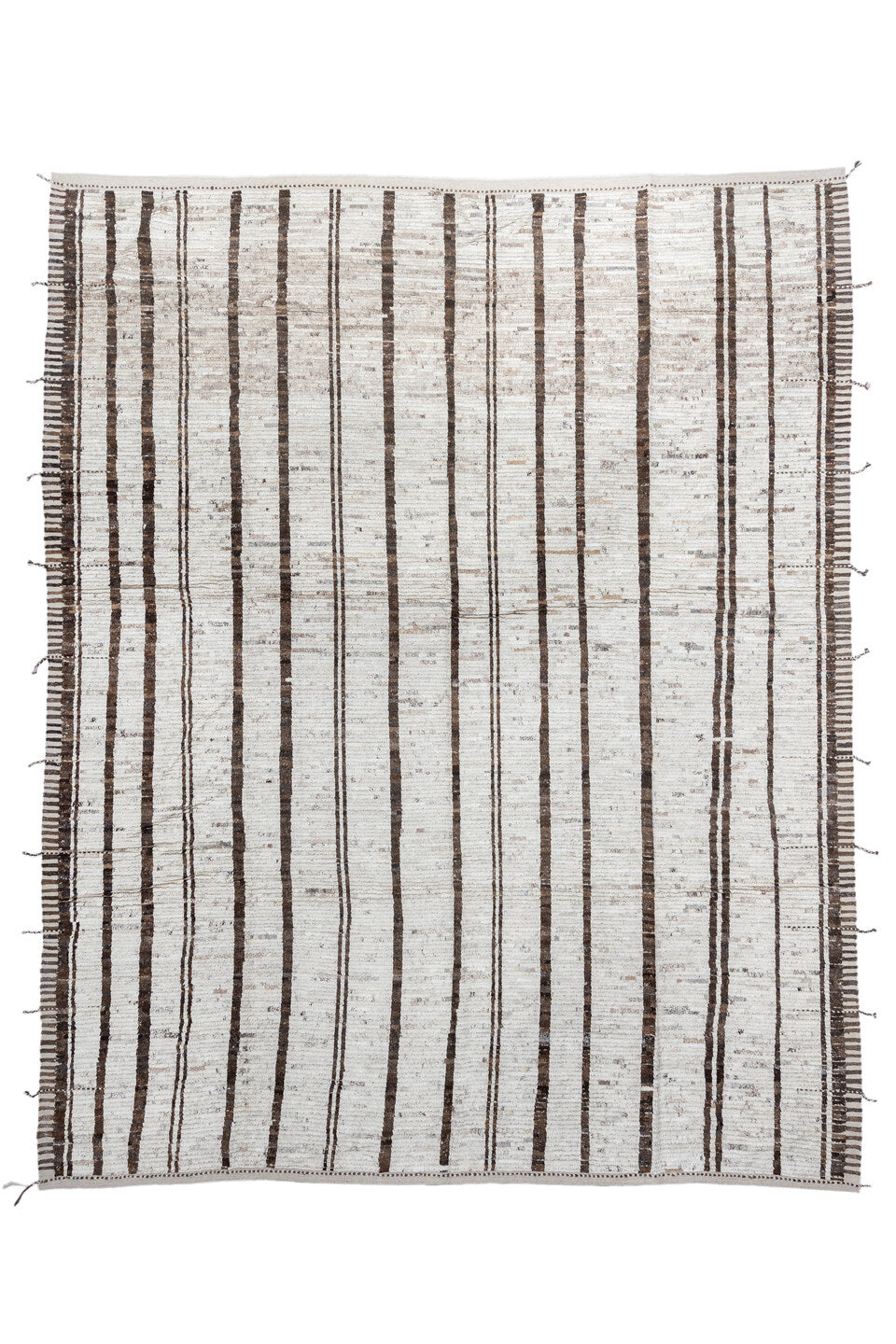 11' x 13' one-of-a-kind handmade vintage Tulu oversize rug. Color palette: black, brown, dark gray, gainsboro, gray
