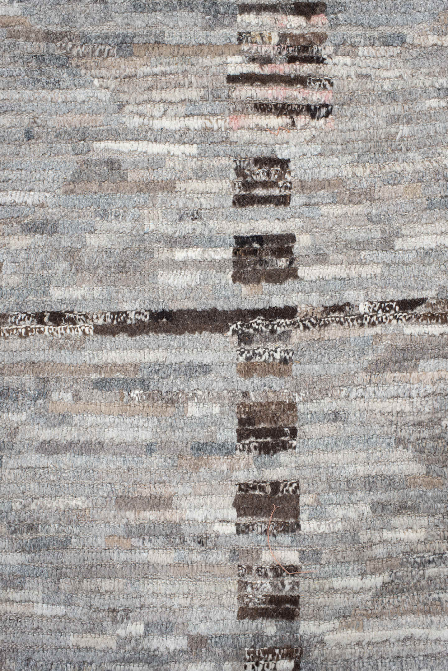 8' x 12' one-of-a-kind handmade vintage Tulu large size rug. Color palette: ivory, taupe, gray, charcoal, brown, cream, rose