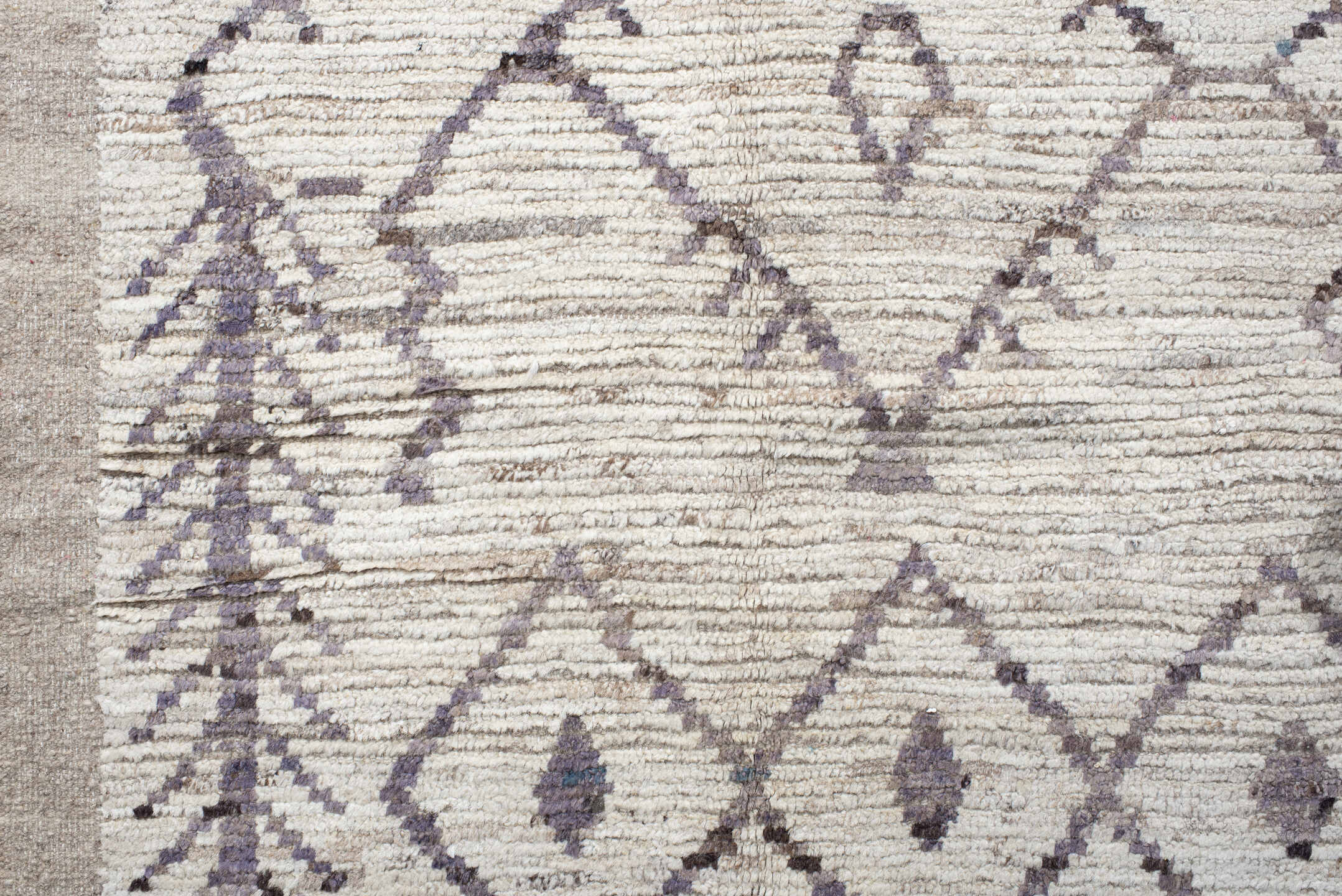 8' x 10' one-of-a-kind handmade vintage Tulu large size rug. Color palette: ivory, taupe, charcoal, brown, cream, beige