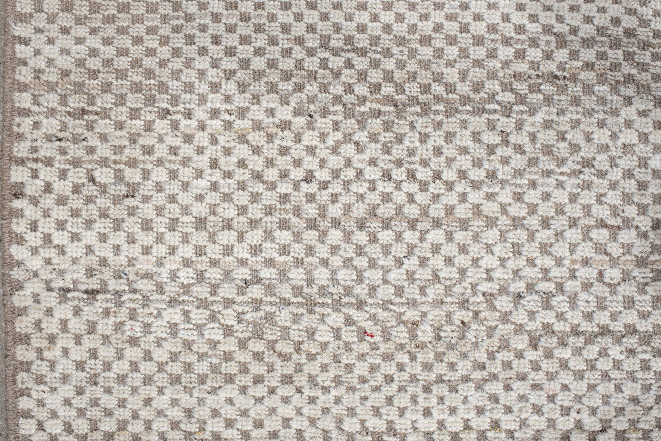 18' x 26' one-of-a-kind handmade vintage Tulu oversize rug. Color palette: gray, light gray, linen, off-white, pink