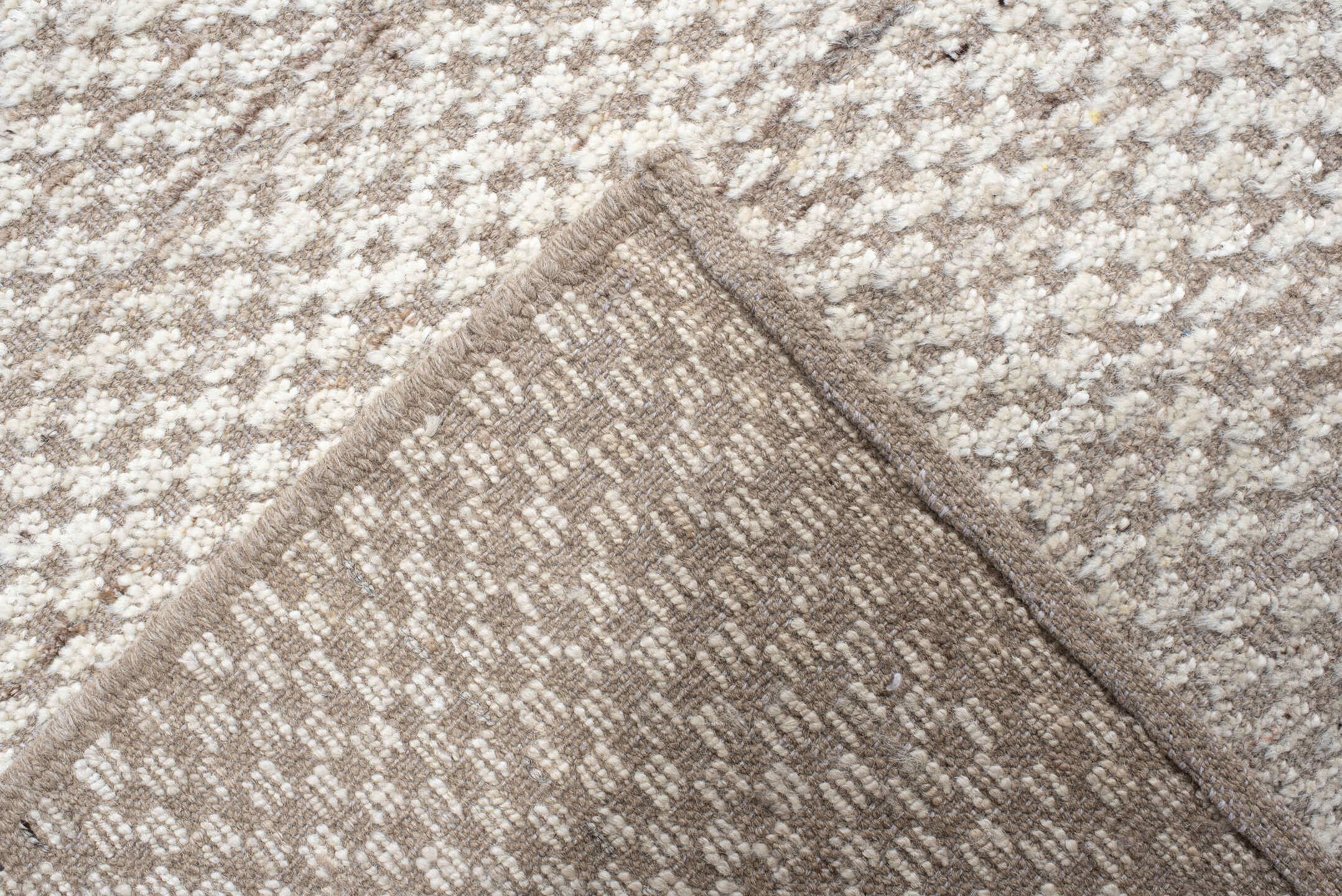 18' x 26' one-of-a-kind handmade vintage Tulu oversize rug. Color palette: ivory, beige, taupe, cream, gray
