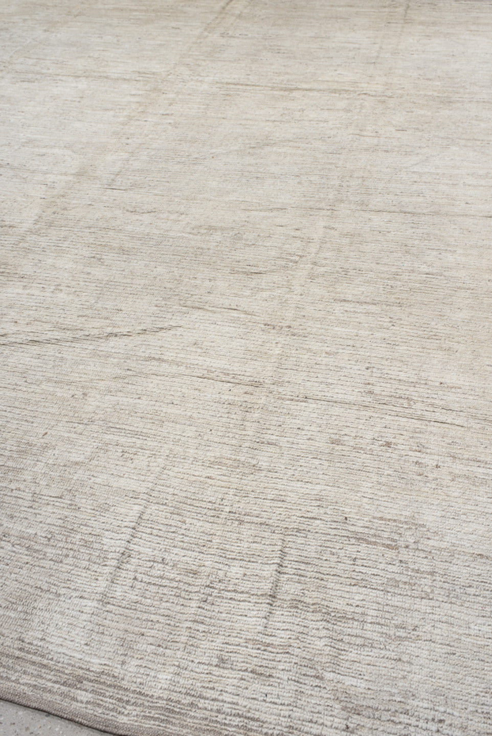 12' x 14' one-of-a-kind handmade vintage Tulu oversize rug. Color palette: ivory, cream, taupe, beige, camel, gray