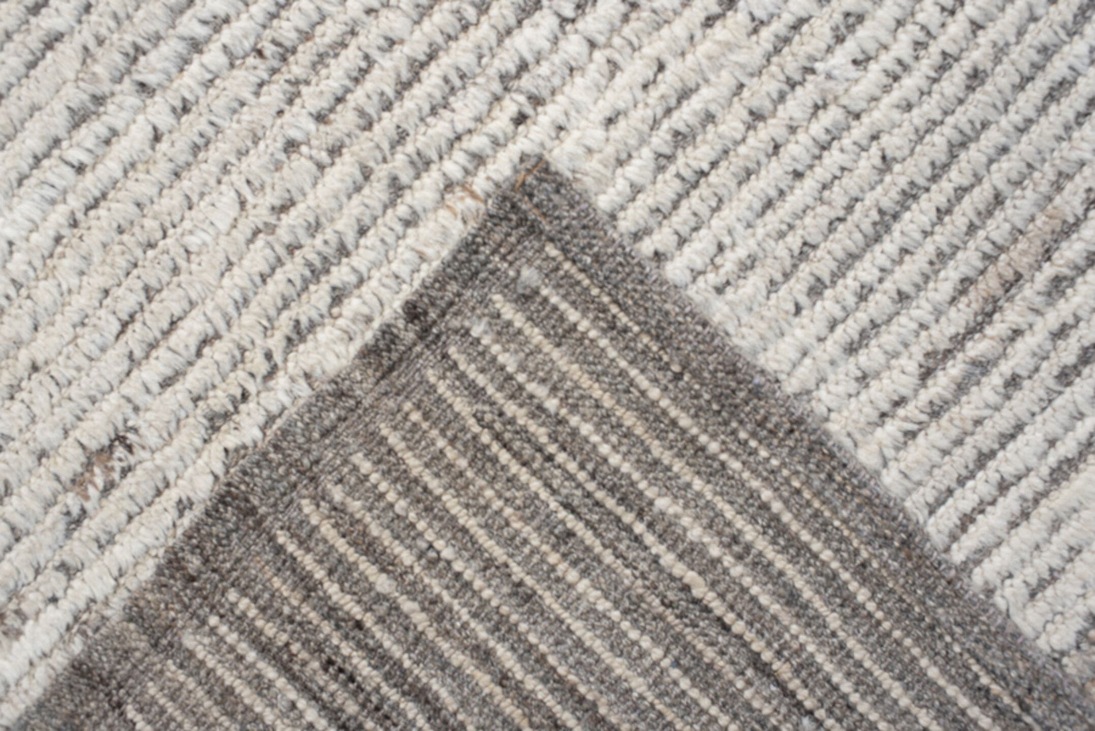 11' x 14' one-of-a-kind handmade vintage Tulu oversize rug. Color palette: ivory, taupe, gray, cream, charcoal, beige, black