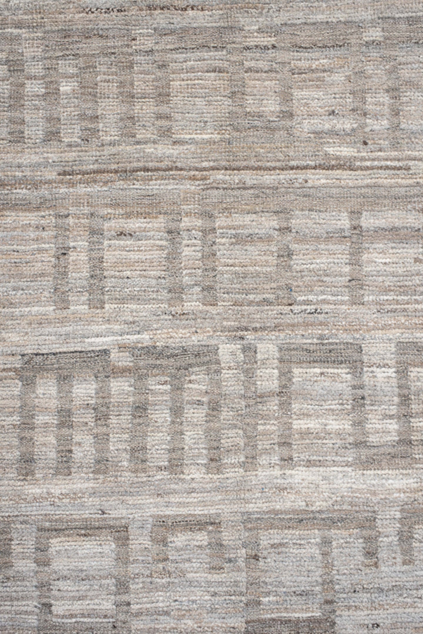 11' x 15' one-of-a-kind handmade vintage Tulu oversize rug. Color palette: ivory, taupe, gray, beige, cream