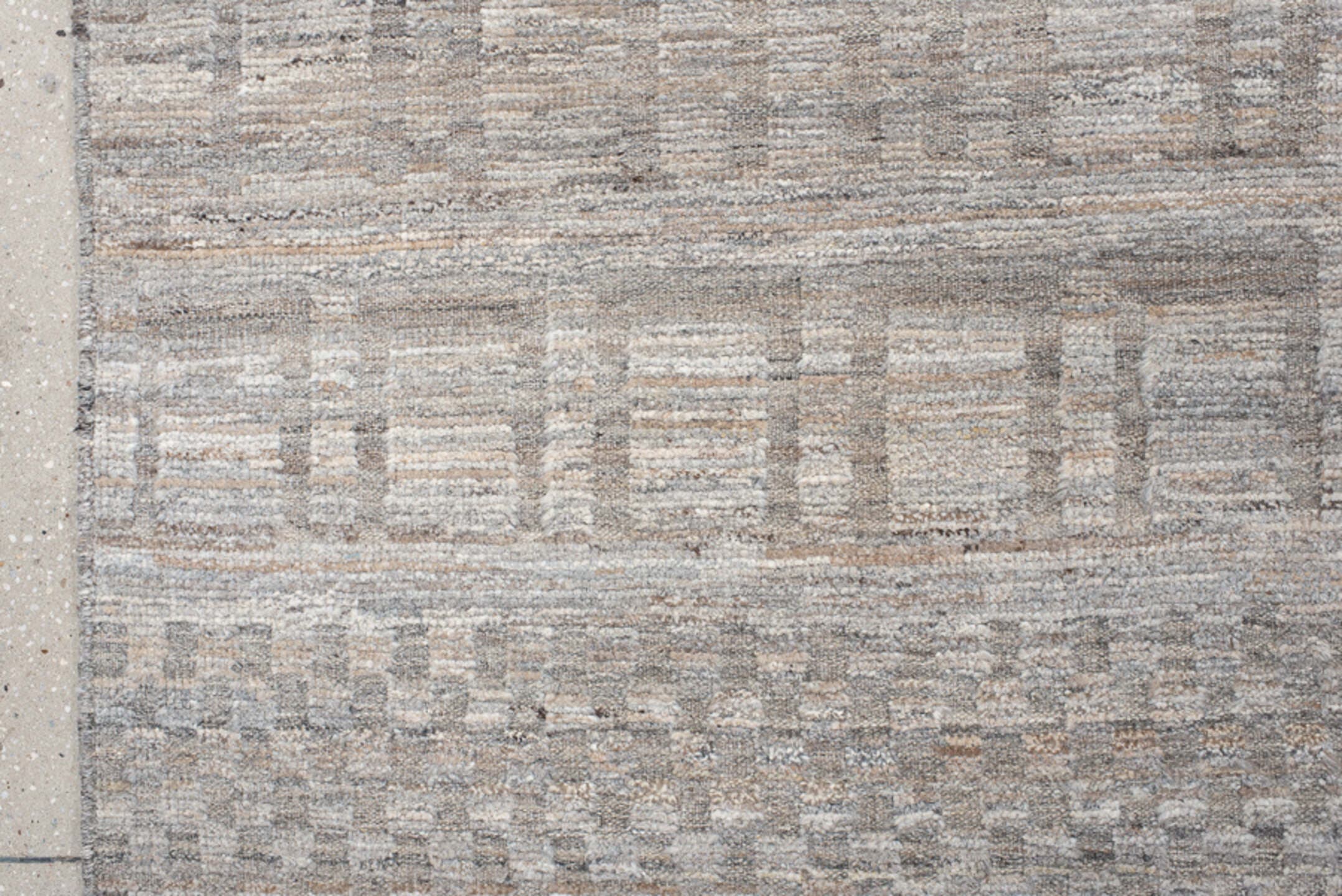 11' x 15' one-of-a-kind handmade vintage Tulu oversize rug. Color palette: ivory, taupe, gray, beige, cream