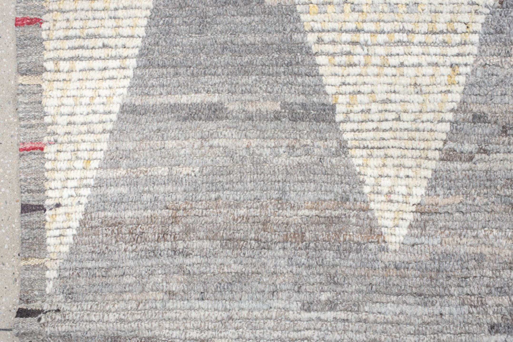 11' x 14' one-of-a-kind handmade vintage Tulu oversize rug. Color palette: ivory, gray, cream, gold, charcoal, rose, taupe