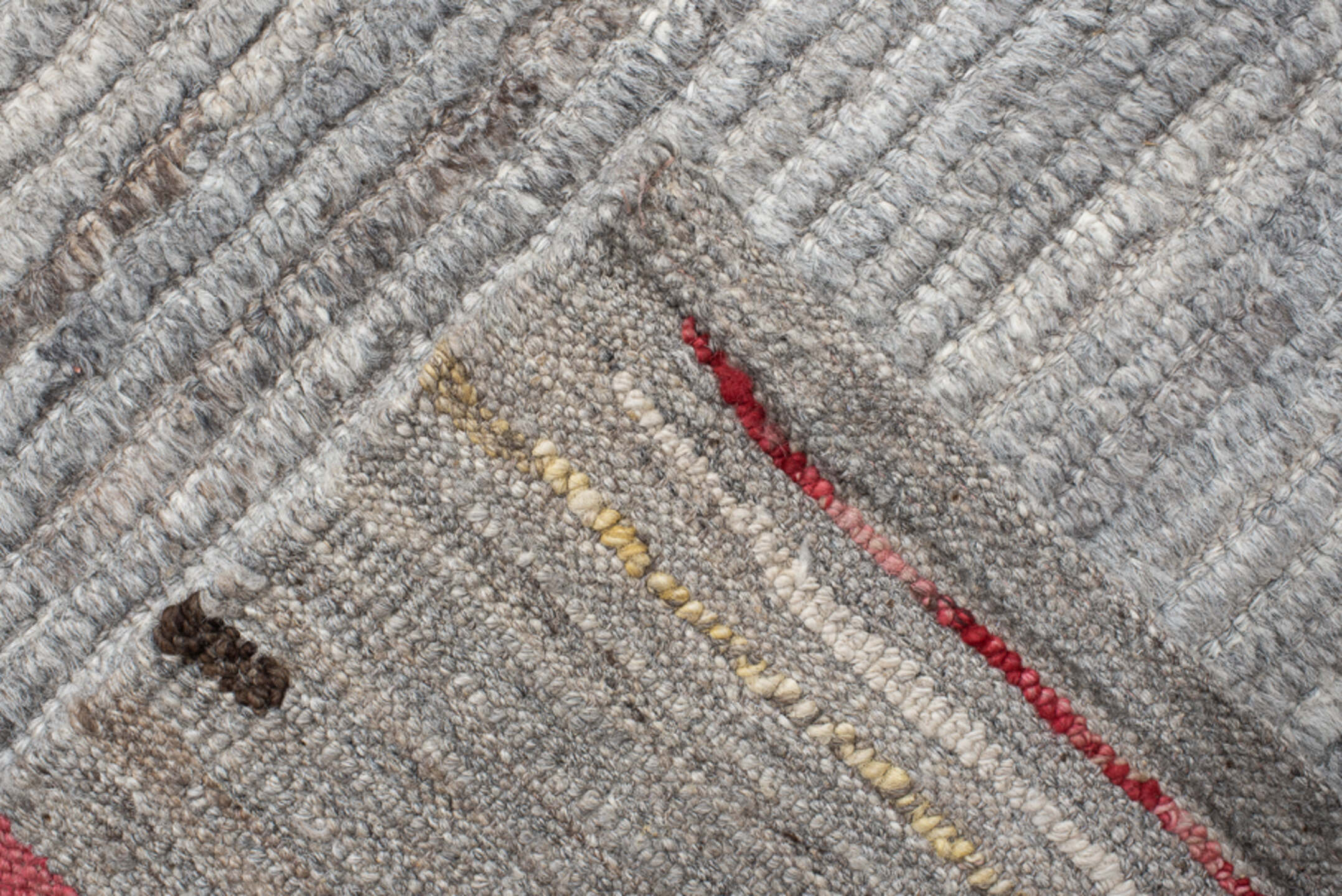 11' x 14' one-of-a-kind handmade vintage Tulu oversize rug. Color palette: brown, dark gray, dim gray, gainsboro, gray