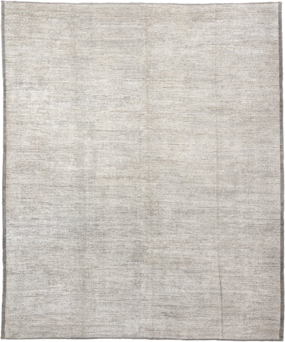 12' x 14' one-of-a-kind handmade vintage Tulu oversize rug. Color palette: ivory, taupe, gray, cream, beige