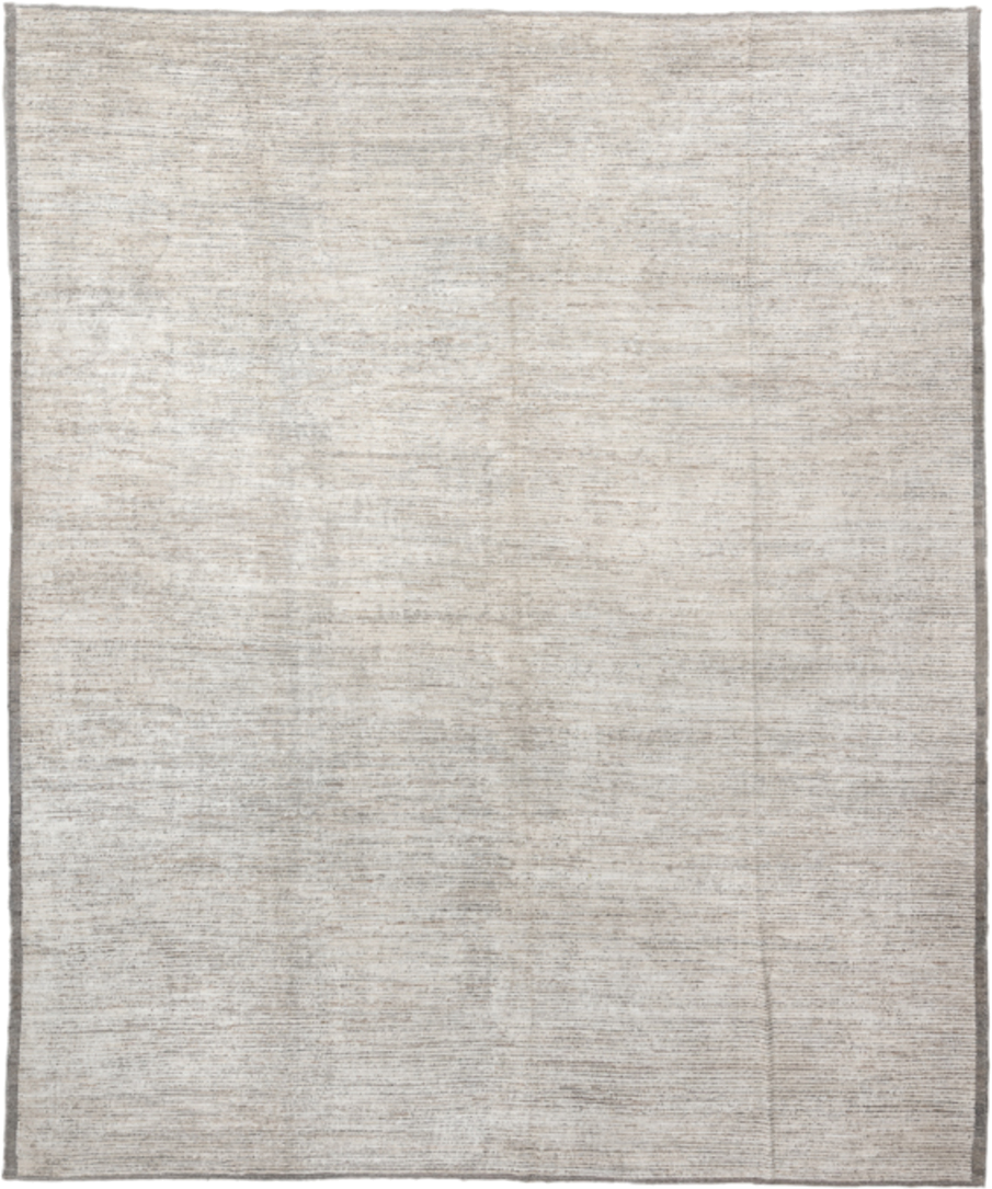 12' x 14' one-of-a-kind handmade vintage Tulu oversize rug. Color palette: ivory, taupe, gray, cream, beige