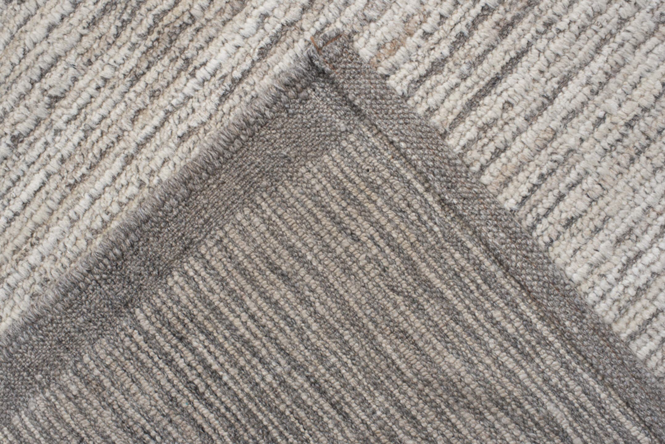 12' x 14' one-of-a-kind handmade vintage Tulu oversize rug. Color palette: ivory, taupe, gray, cream, beige