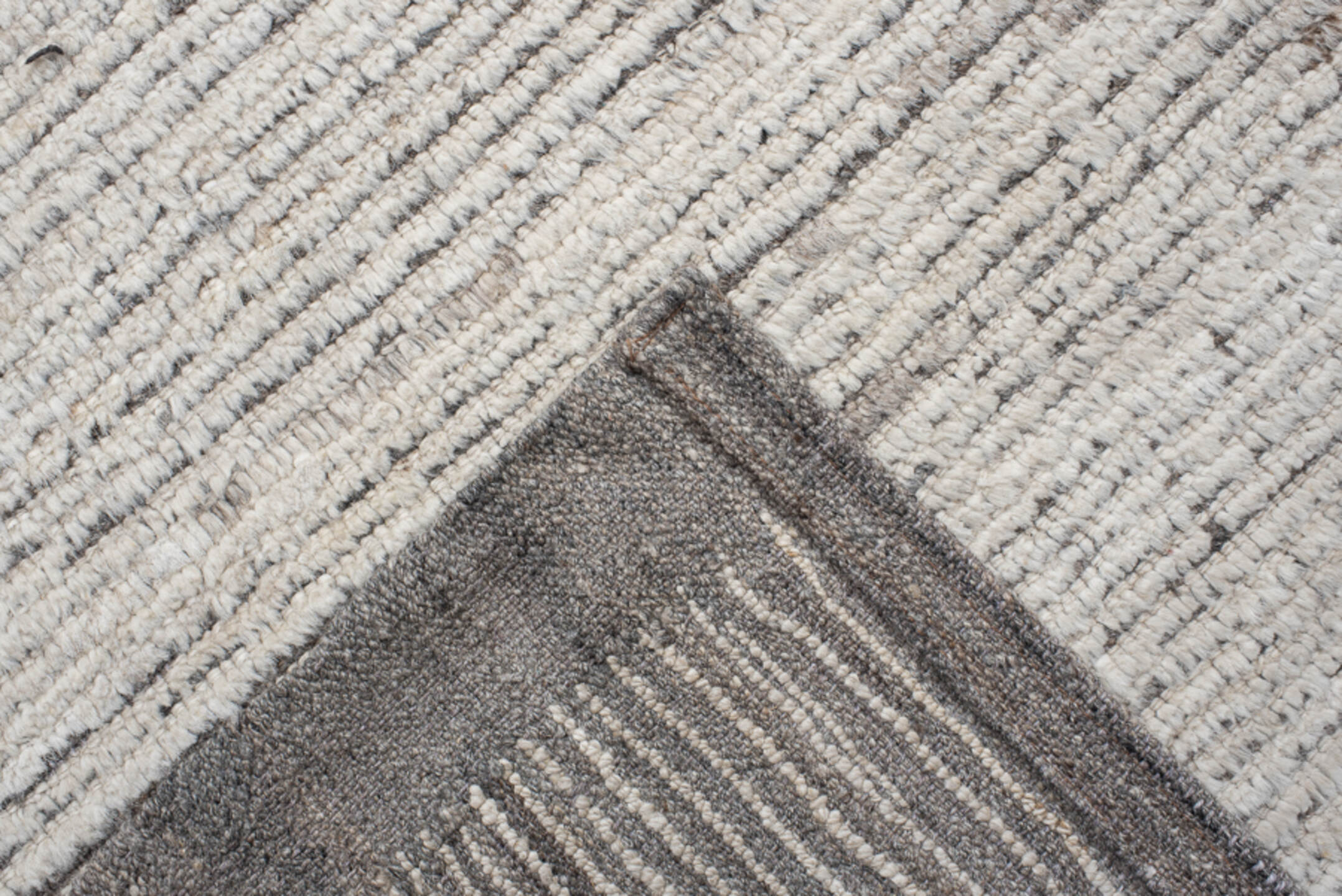 14' x 12' one-of-a-kind handmade vintage Tulu oversize rug. Color palette: ivory, taupe, gray, greige, beige
