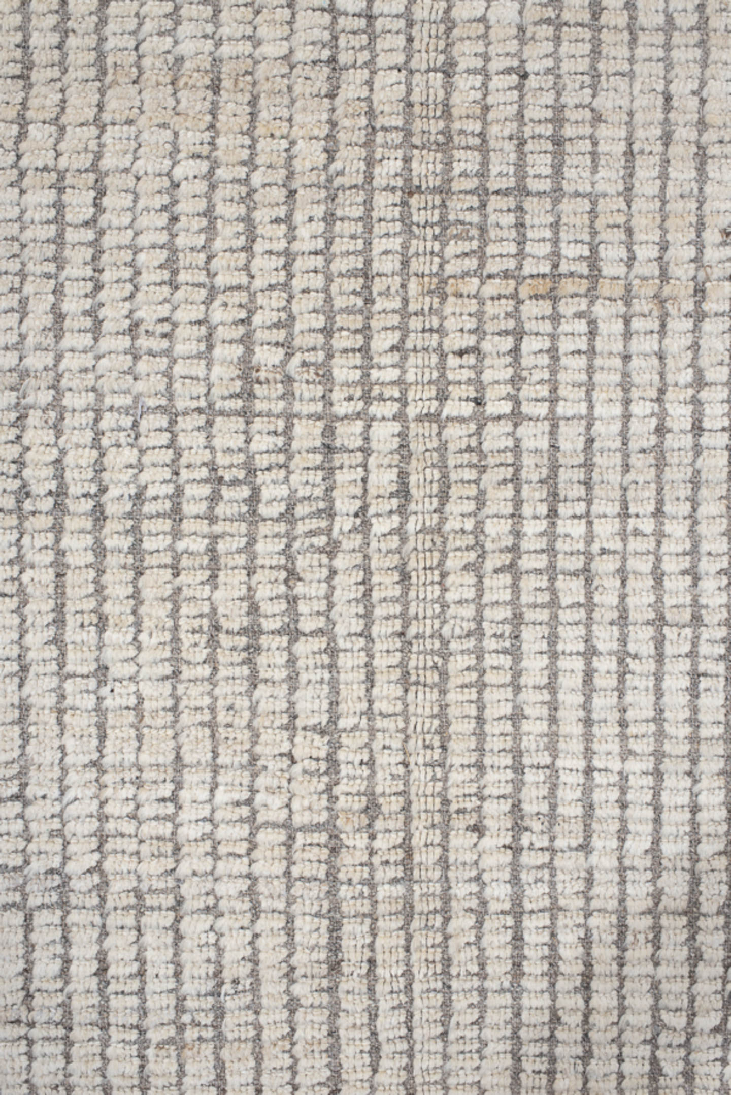 12' x 14' one-of-a-kind handmade vintage Tulu oversize rug. Color palette: ivory, taupe, gray, cream, beige