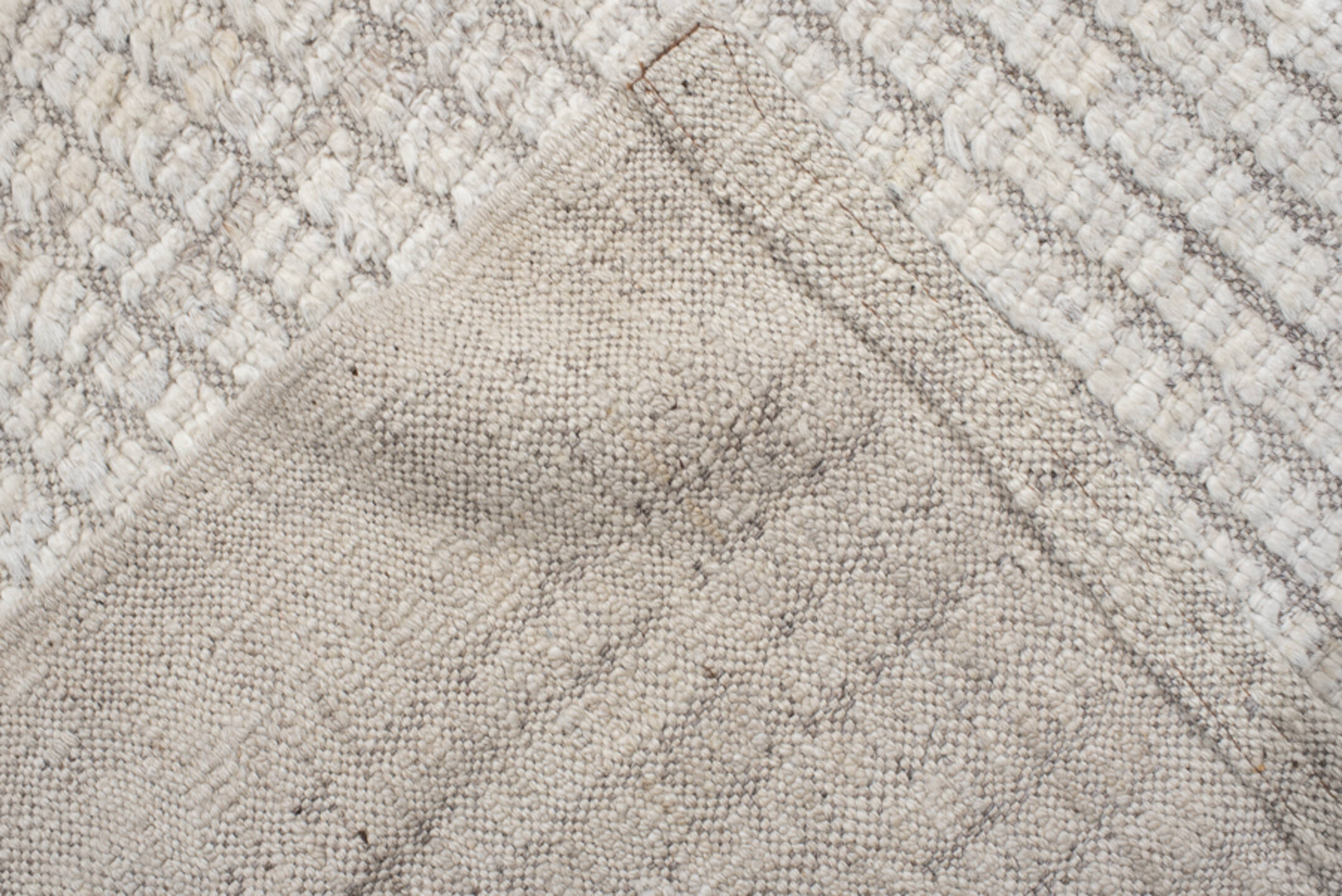 12' x 14' one-of-a-kind handmade vintage Tulu oversize rug. Color palette: gainsboro, gray, light gray, linen, off-white