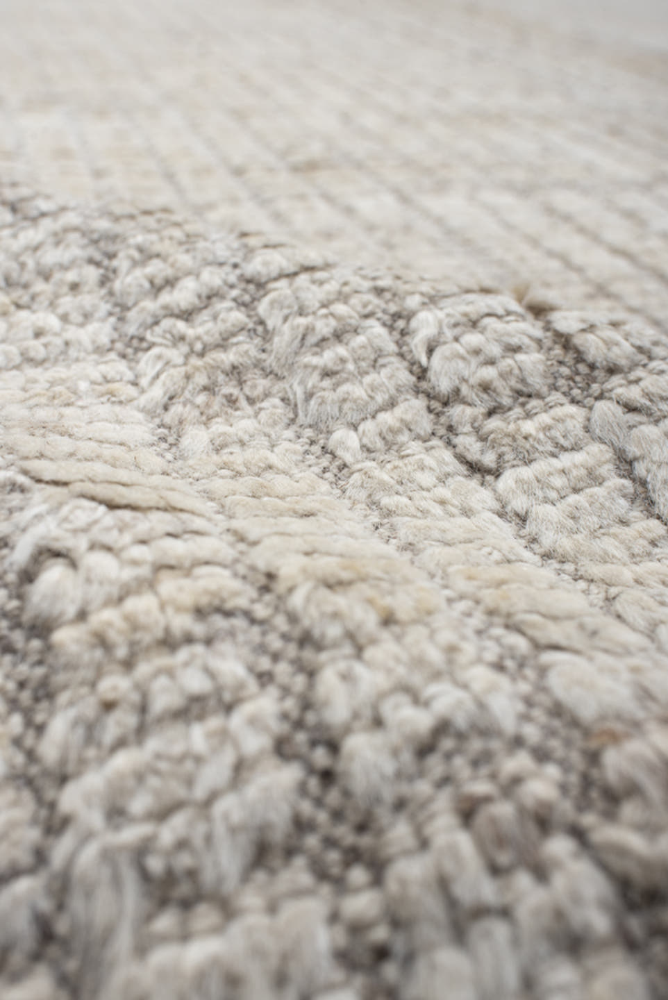 12' x 14' one-of-a-kind handmade vintage Tulu oversize rug. Color palette: ivory, cream, beige, taupe, camel, gray