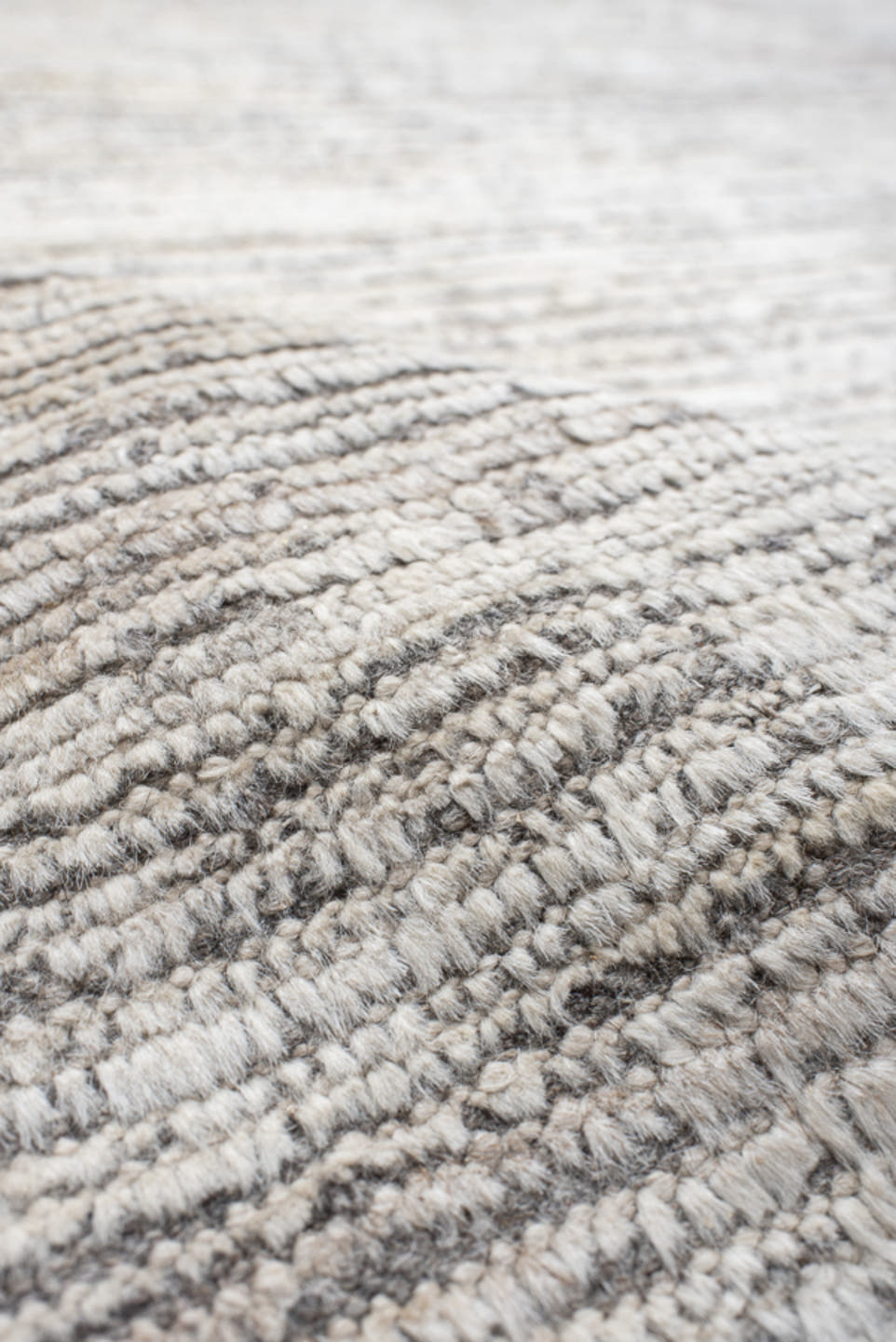 12' x 15' one-of-a-kind handmade vintage Tulu oversize rug. Color palette: ivory, gray, taupe, charcoal, cream, beige, black