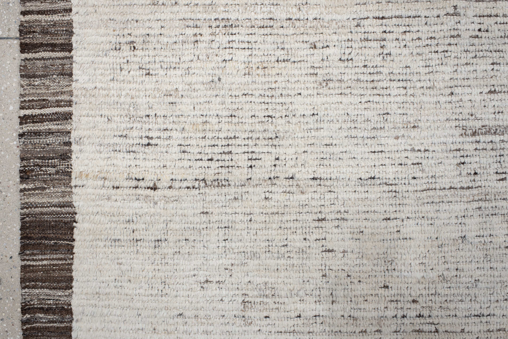 12' x 14' one-of-a-kind handmade vintage Tulu oversize rug. Color palette: ivory, taupe, brown, charcoal, beige, gray, black