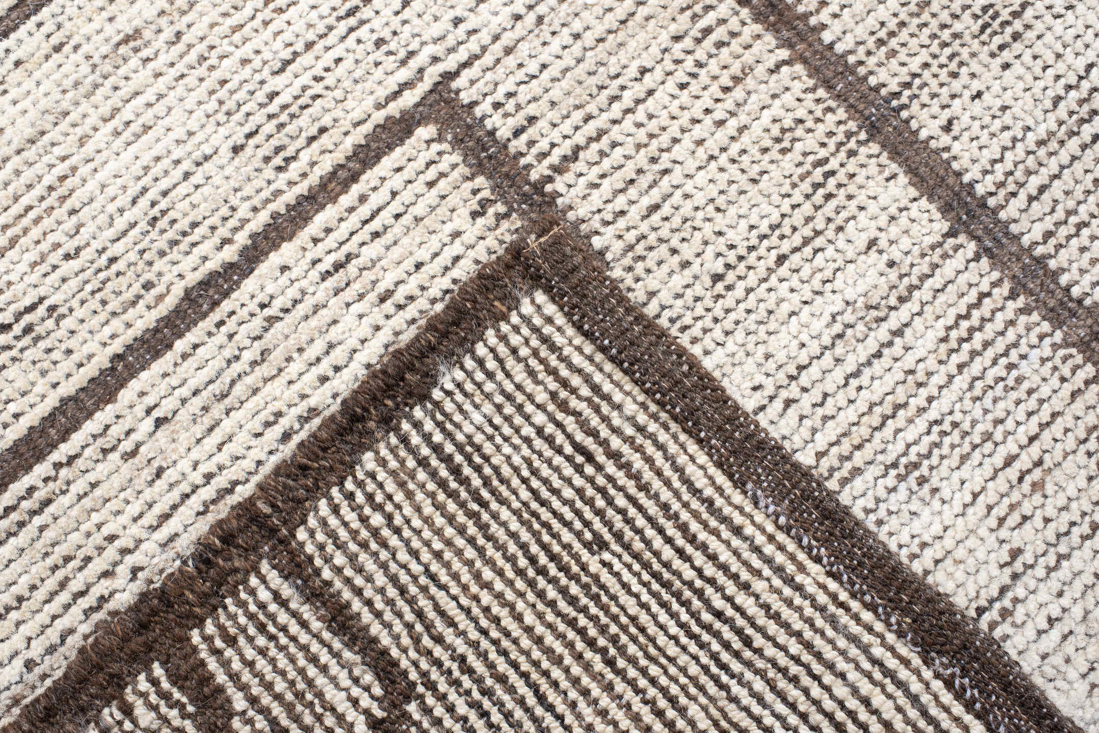 11' x 14' one-of-a-kind handmade vintage Tulu oversize rug. Color palette: ivory, brown, taupe, charcoal, beige, gray, black