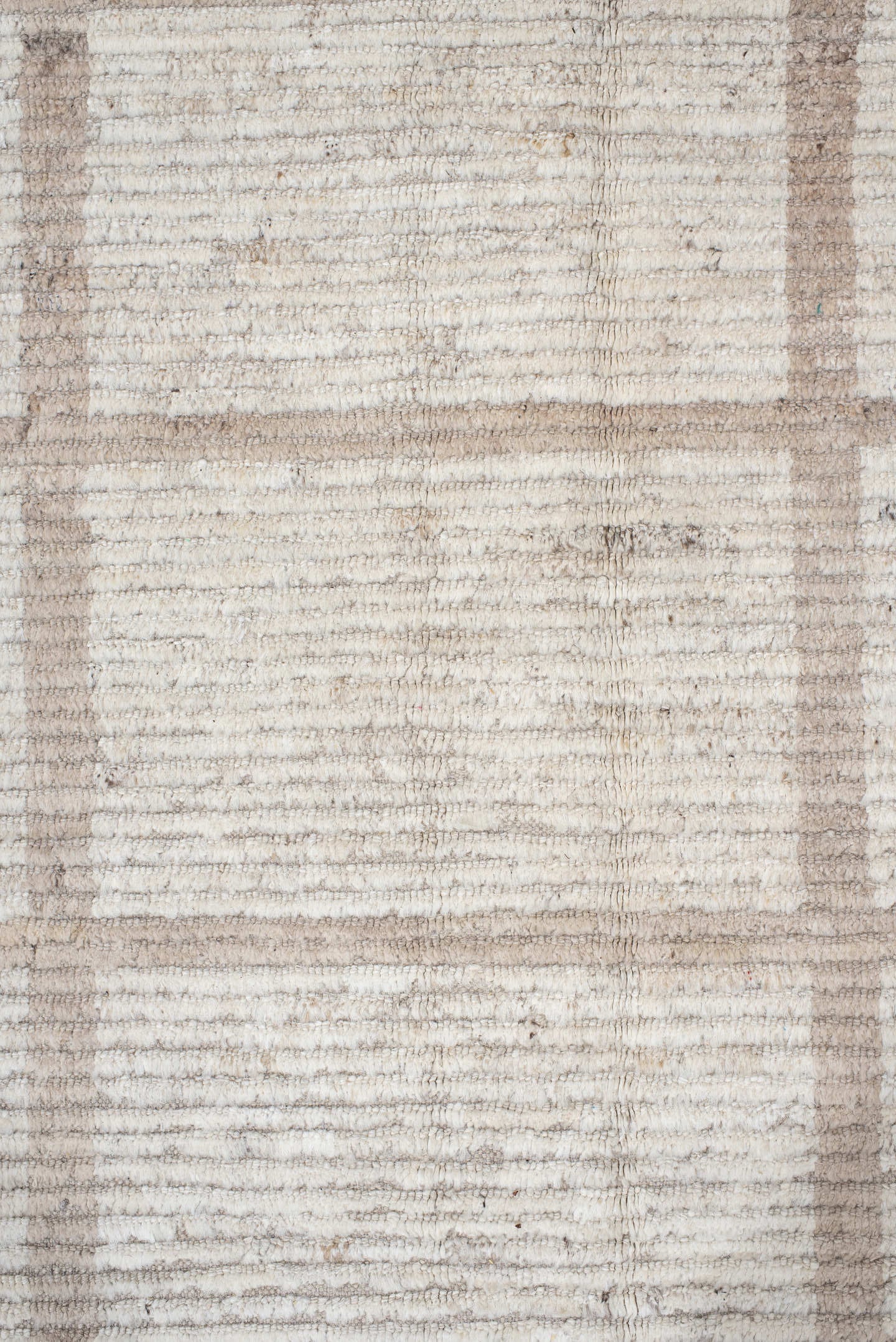 12' x 15' one-of-a-kind handmade vintage Tulu oversize rug. Color palette: ivory, taupe, cream, beige, camel, gray