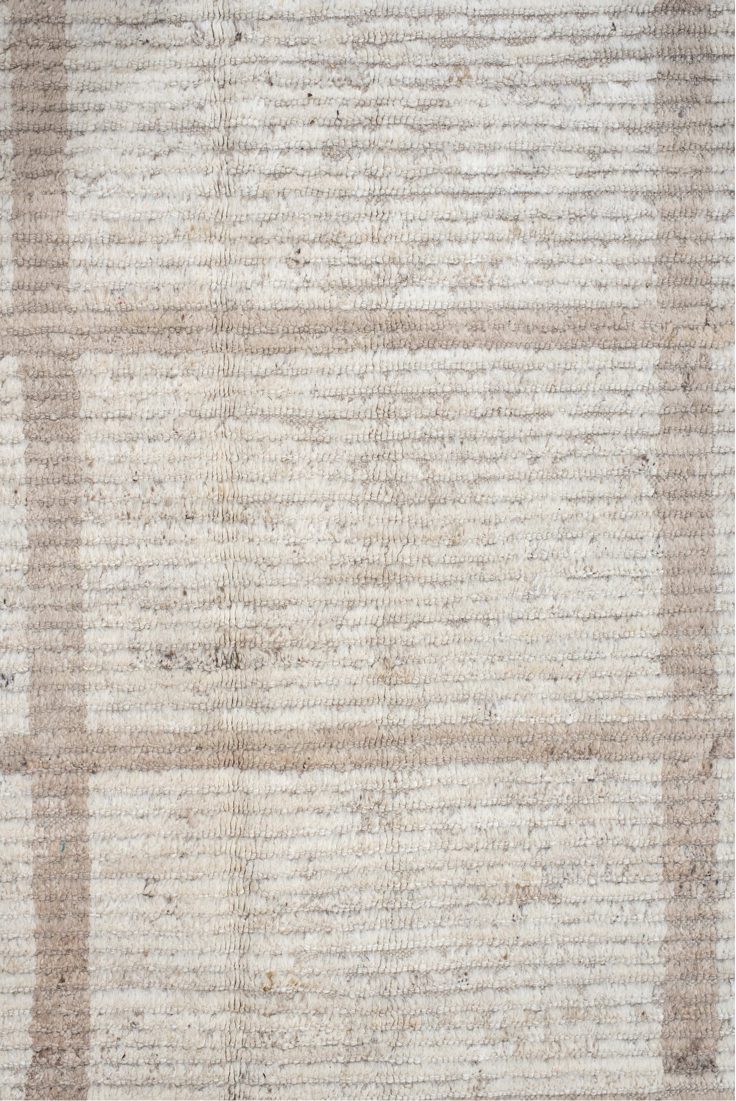 12' x 15' one-of-a-kind handmade vintage Tulu oversize rug. Color palette: ivory, taupe, cream, beige, camel, gray