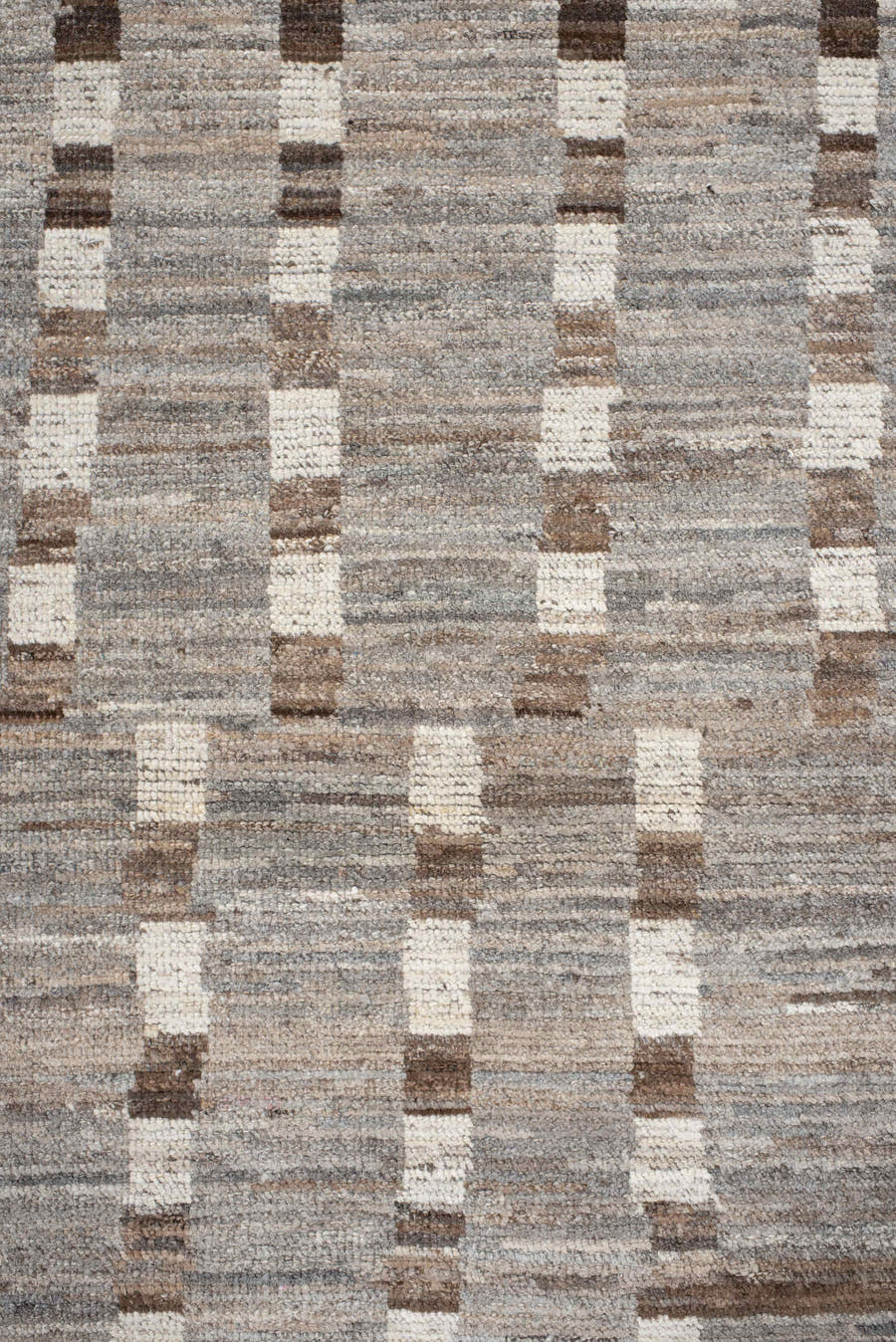 3' x 13' one-of-a-kind handmade vintage Tulu runner rug. Color palette: taupe, ivory, brown, gray, beige