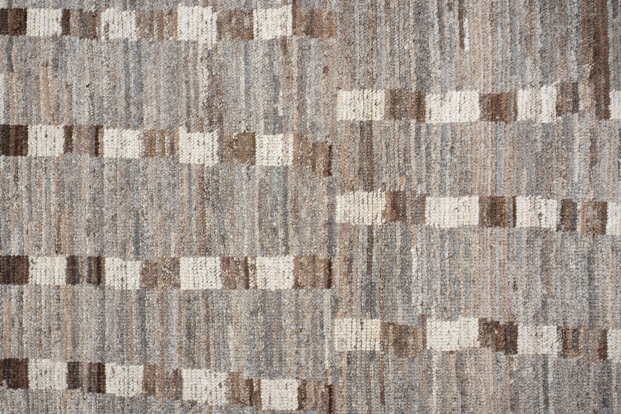 3' x 13' one-of-a-kind handmade vintage Tulu runner rug. Color palette: brown, dark gray, dim gray, gray, light gray