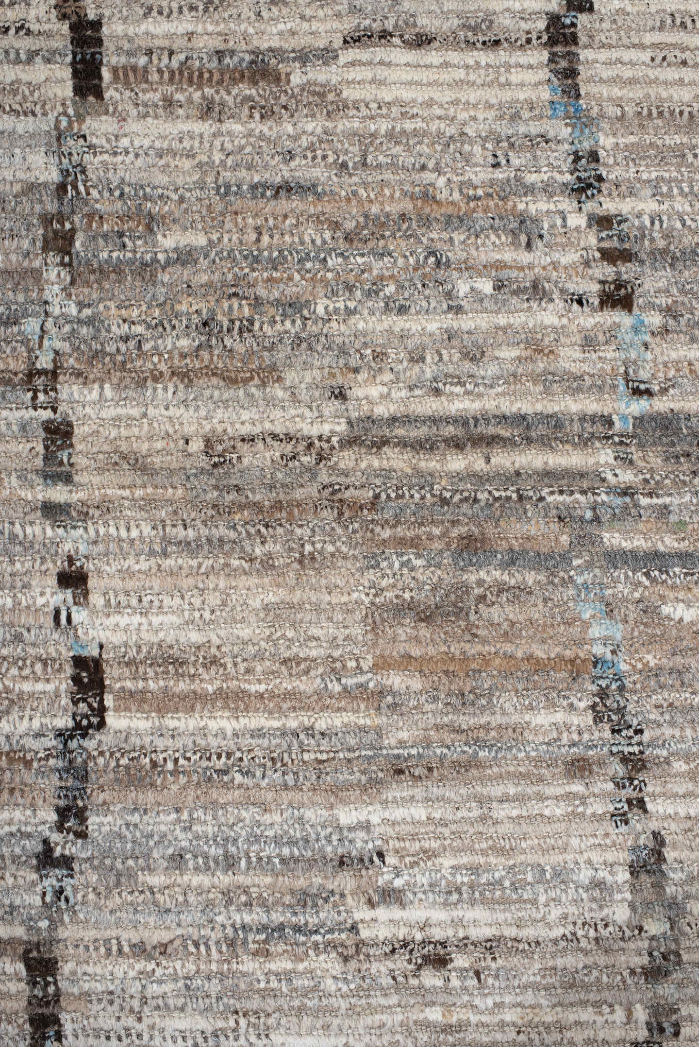 3' x 13' one-of-a-kind handmade vintage Tulu runner rug. Color palette: ivory, taupe, beige, charcoal, gray, pale_blue