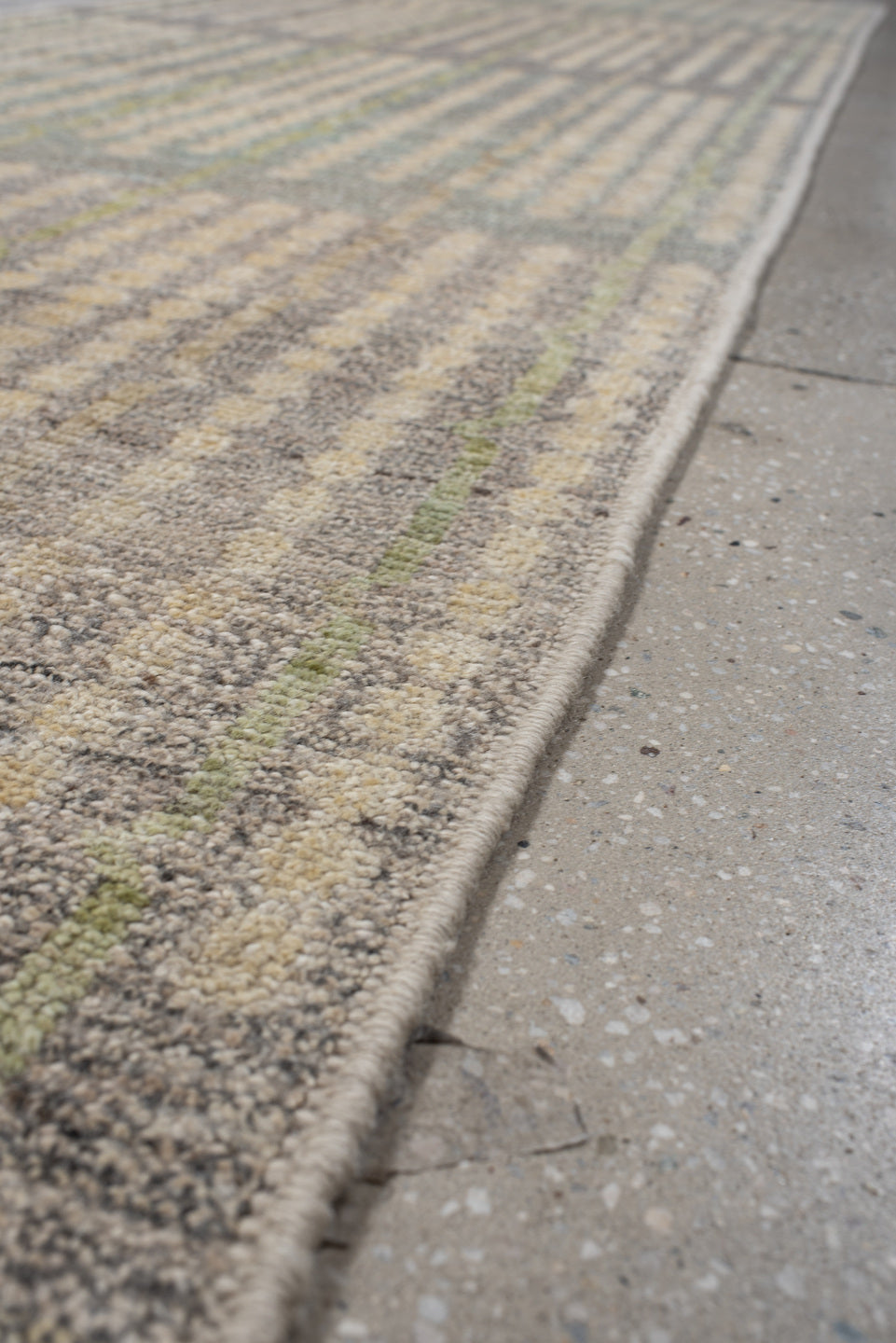 3' x 13' one-of-a-kind handmade vintage Tulu runner rug. Color palette: gray, off-white, light gray, brown, dim gray