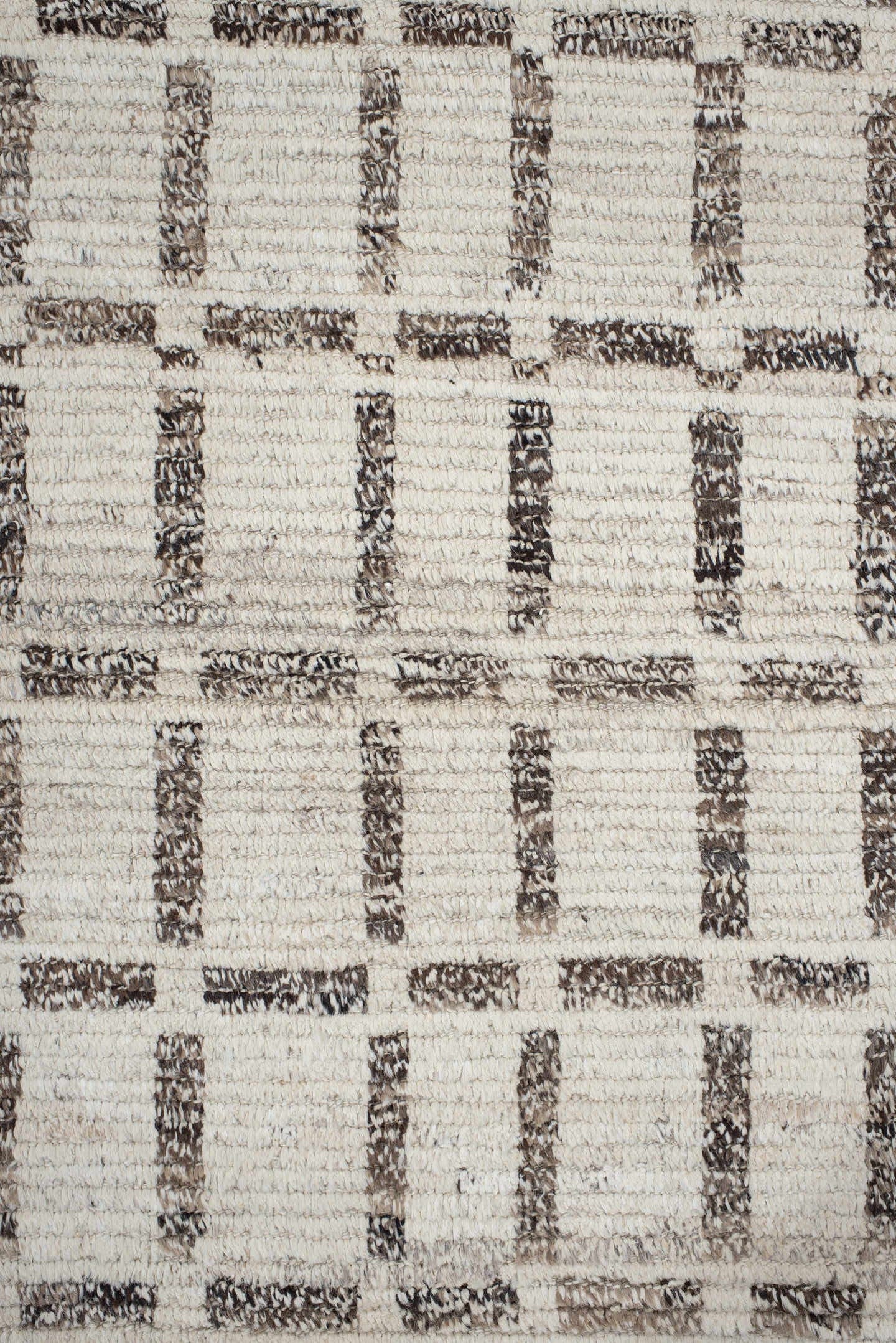 3' x 13' one-of-a-kind handmade vintage Tulu runner rug. Color palette: ivory, taupe, charcoal, brown, cream, beige, gray