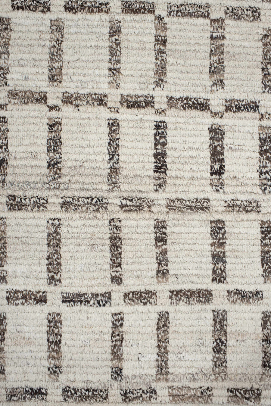 3' x 13' one-of-a-kind handmade vintage Tulu runner rug. Color palette: ivory, taupe, charcoal, brown, cream, beige, gray