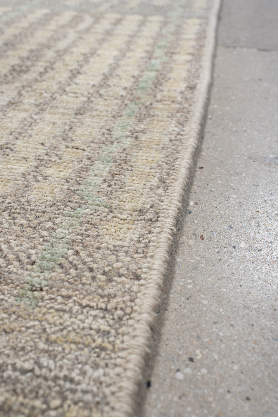 3' x 13' one-of-a-kind handmade vintage Tulu runner rug. Color palette: ivory, taupe, pale_gray, cream, beige, gray