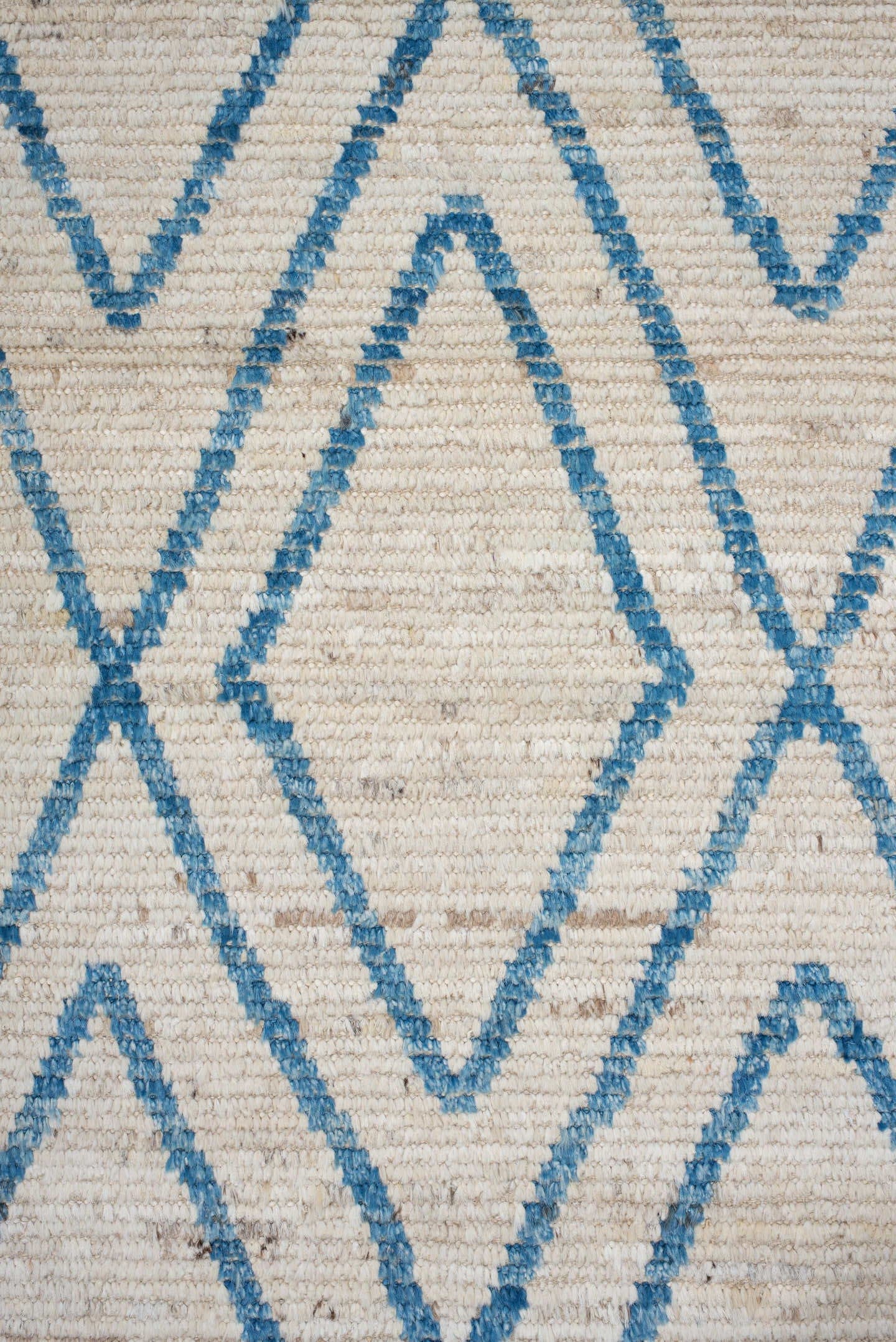 3' x 13' one-of-a-kind handmade vintage Tulu runner rug. Color palette: ivory, sky blue, cream, beige, light blue