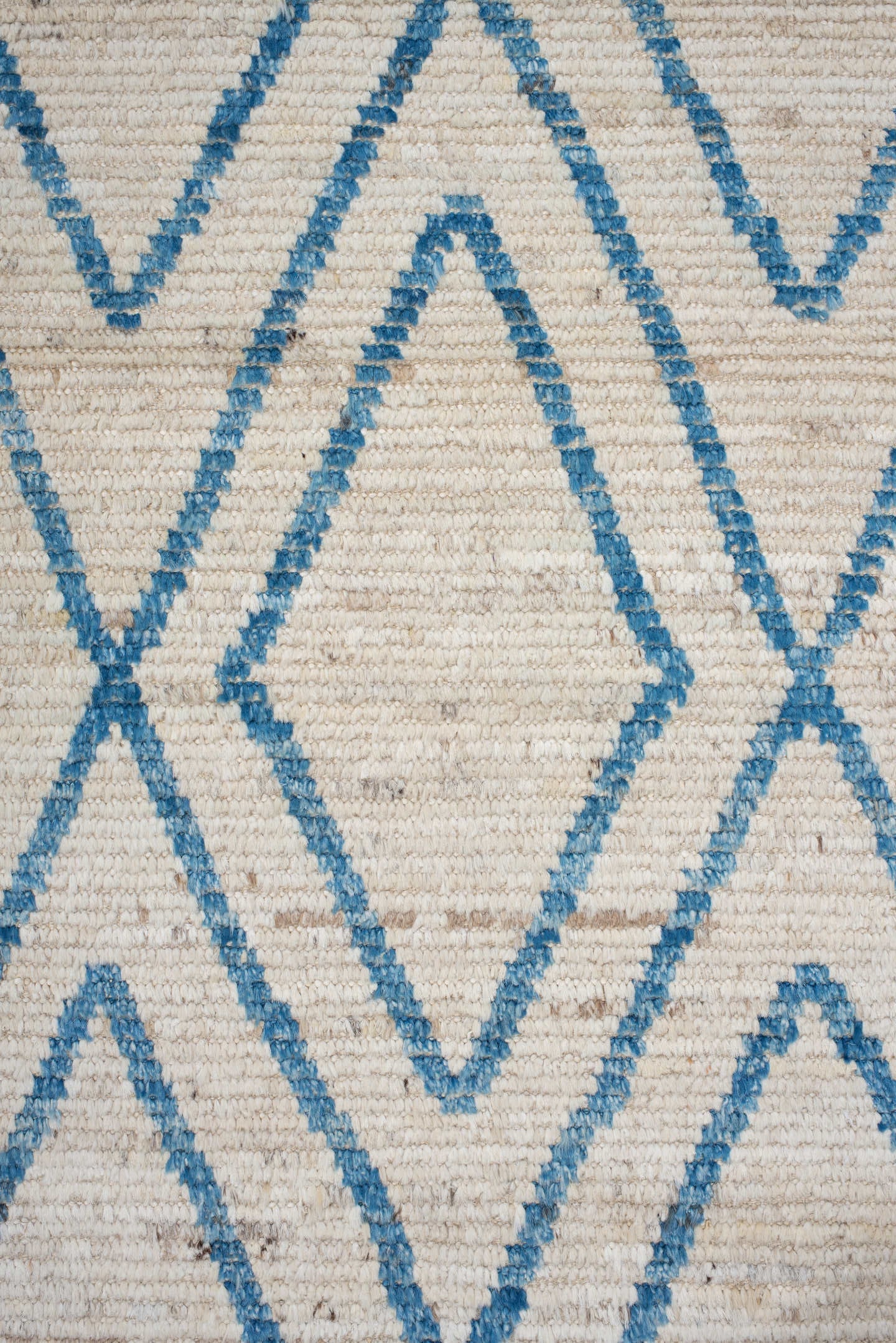 3' x 13' one-of-a-kind handmade vintage Tulu runner rug. Color palette: ivory, sky blue, cream, beige, light blue
