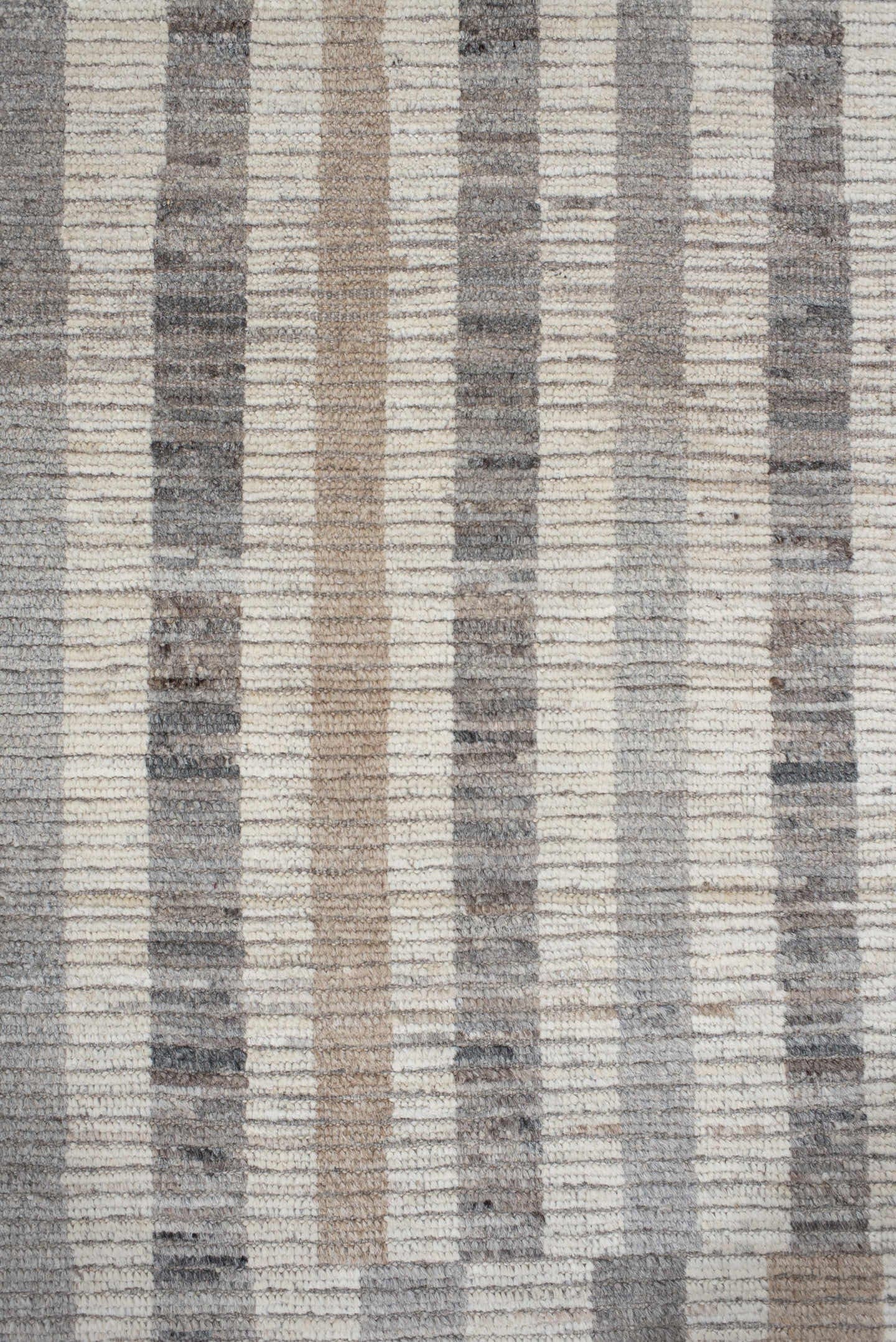3' x 12' one-of-a-kind handmade vintage Tulu runner rug. Color palette: taupe, ivory, gray, cream, charcoal, greige, beige