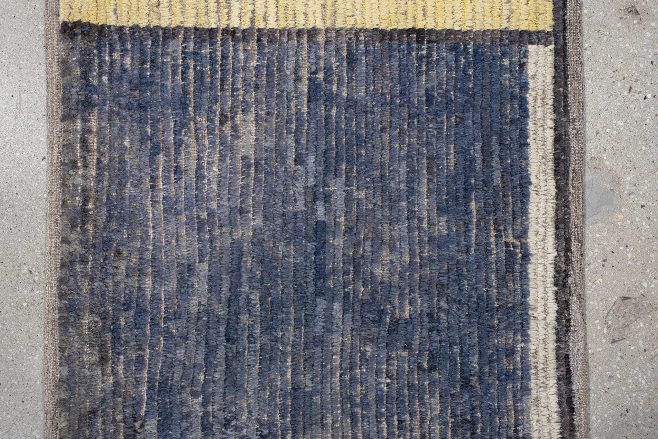 2' x 13' one-of-a-kind handmade vintage Tulu runner rug. Color palette: ivory, charcoal, slate, gold, taupe, gray, black