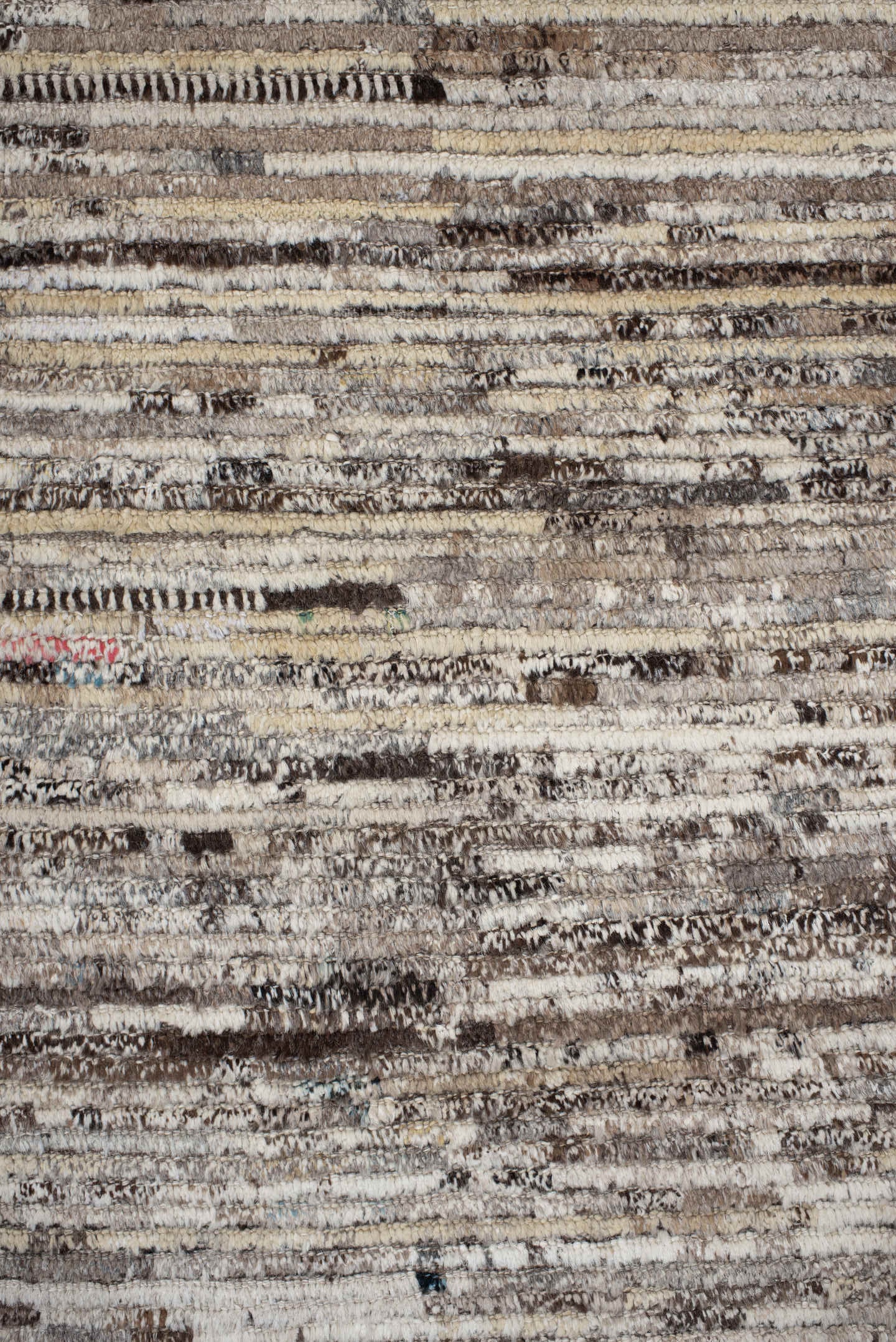 3' x 12' one-of-a-kind handmade vintage Tulu runner rug. Color palette: ivory, taupe, brown, charcoal, gray, beige, black