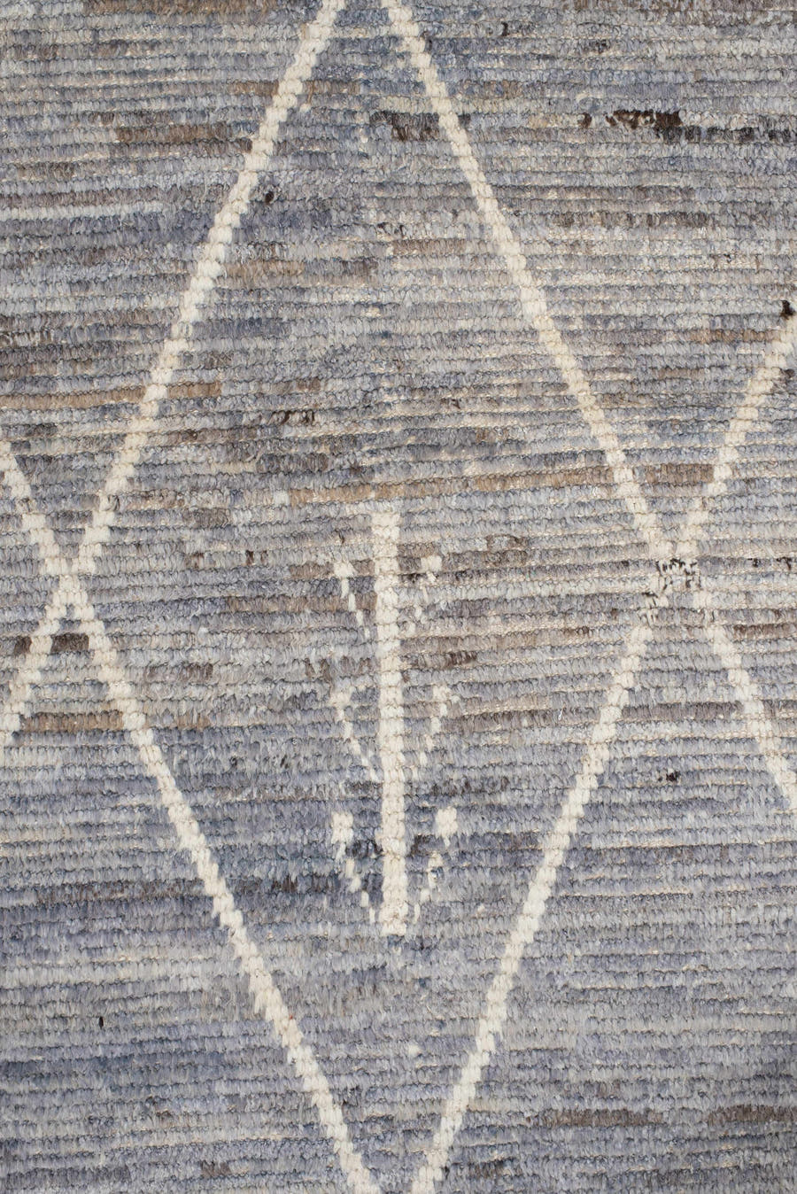 2' x 13' one-of-a-kind handmade vintage Tulu runner rug. Color palette: gray, ivory, taupe, charcoal, beige, black