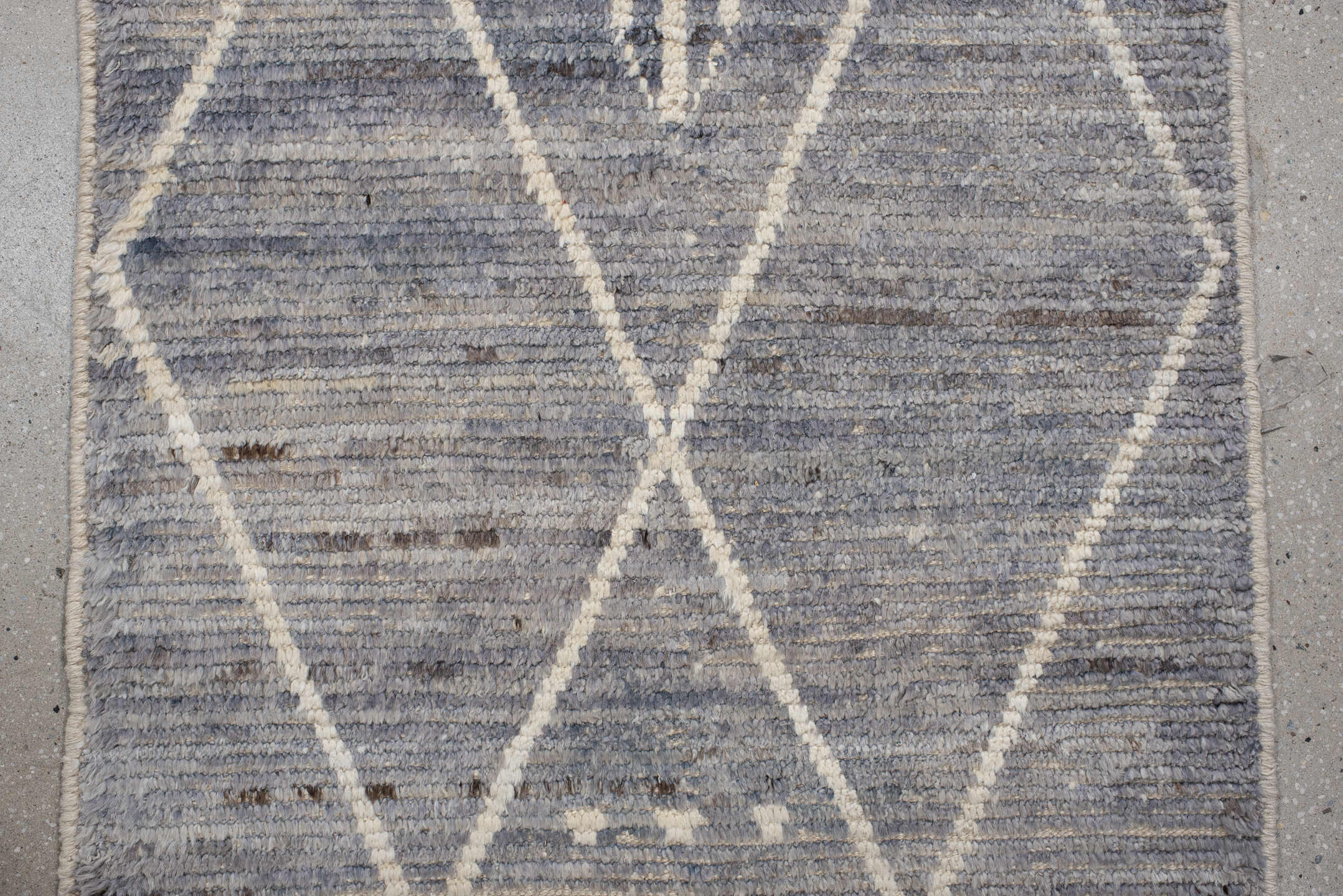 2' x 13' one-of-a-kind handmade vintage Tulu runner rug. Color palette: gray, ivory, taupe, charcoal, beige, black