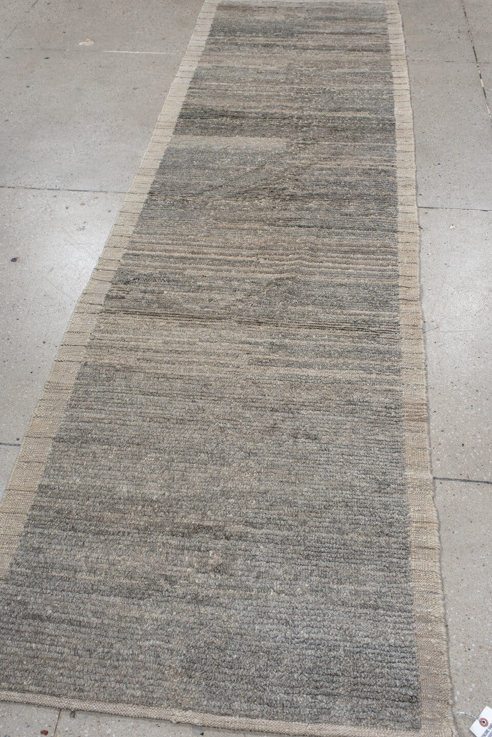2' x 9' one-of-a-kind handmade vintage Kilim runner rug. Color palette: gray, taupe, ivory, charcoal, greige, beige, black