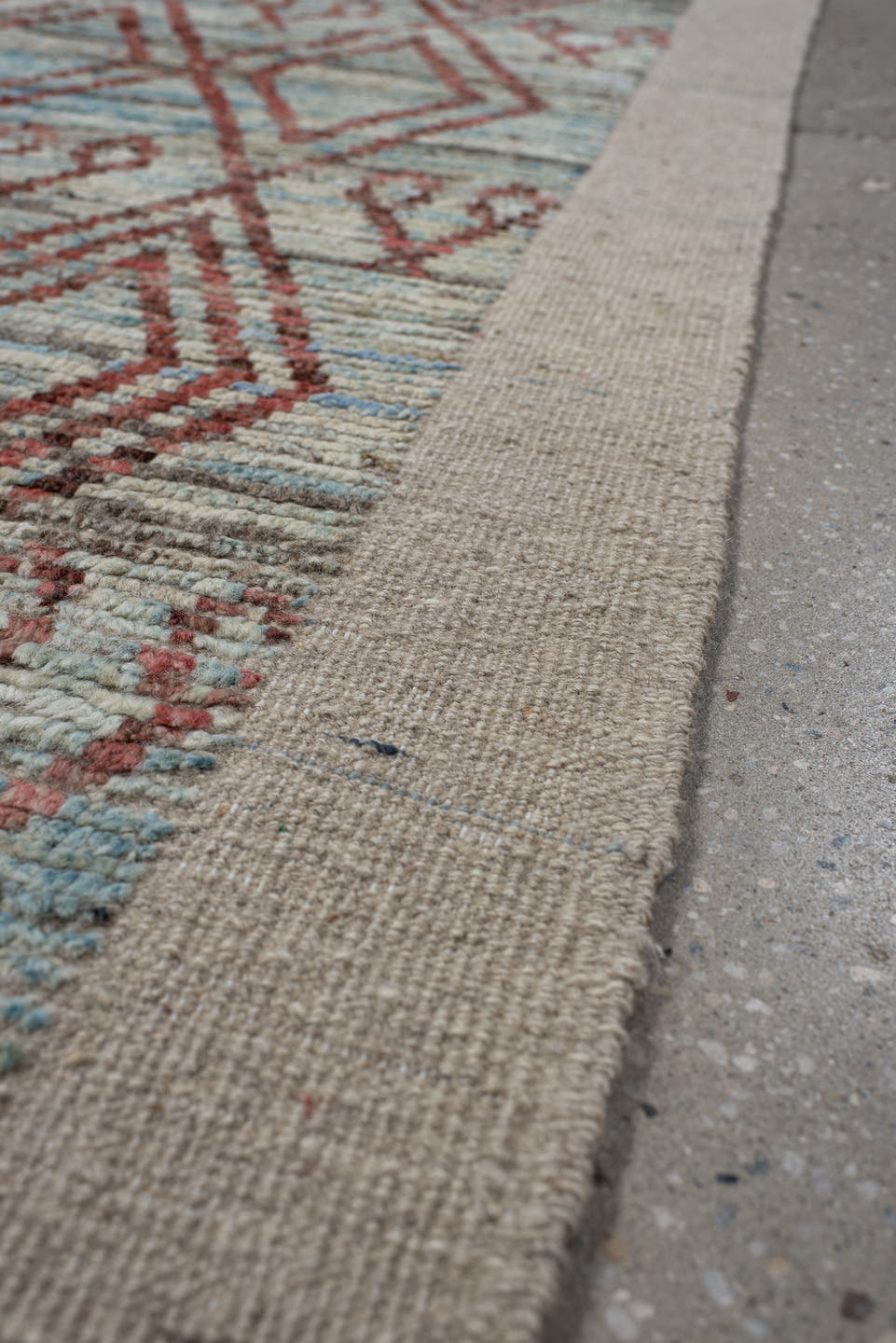 3' x 9' one-of-a-kind handmade vintage Kilim runner rug. Color palette: ivory, rust, pale_aqua, beige, taupe, terracotta