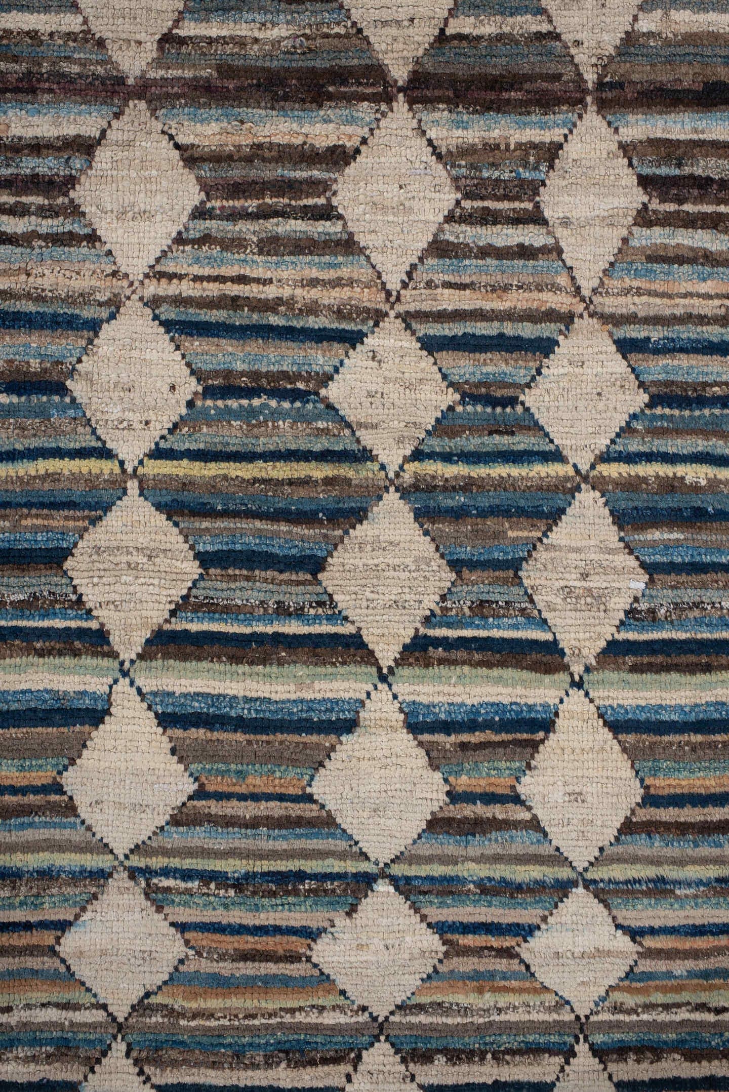 2' x 9' one-of-a-kind handmade vintage Kilim runner rug. Color palette: ivory, brown, blue, camel, charcoal, rust, taupe