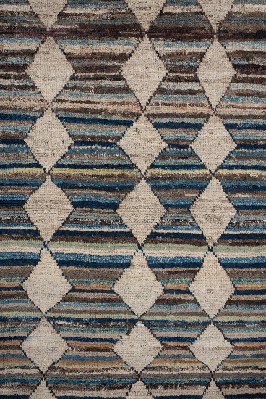 2' x 9' one-of-a-kind handmade vintage Kilim runner rug. Color palette: ivory, brown, blue, camel, charcoal, rust, taupe