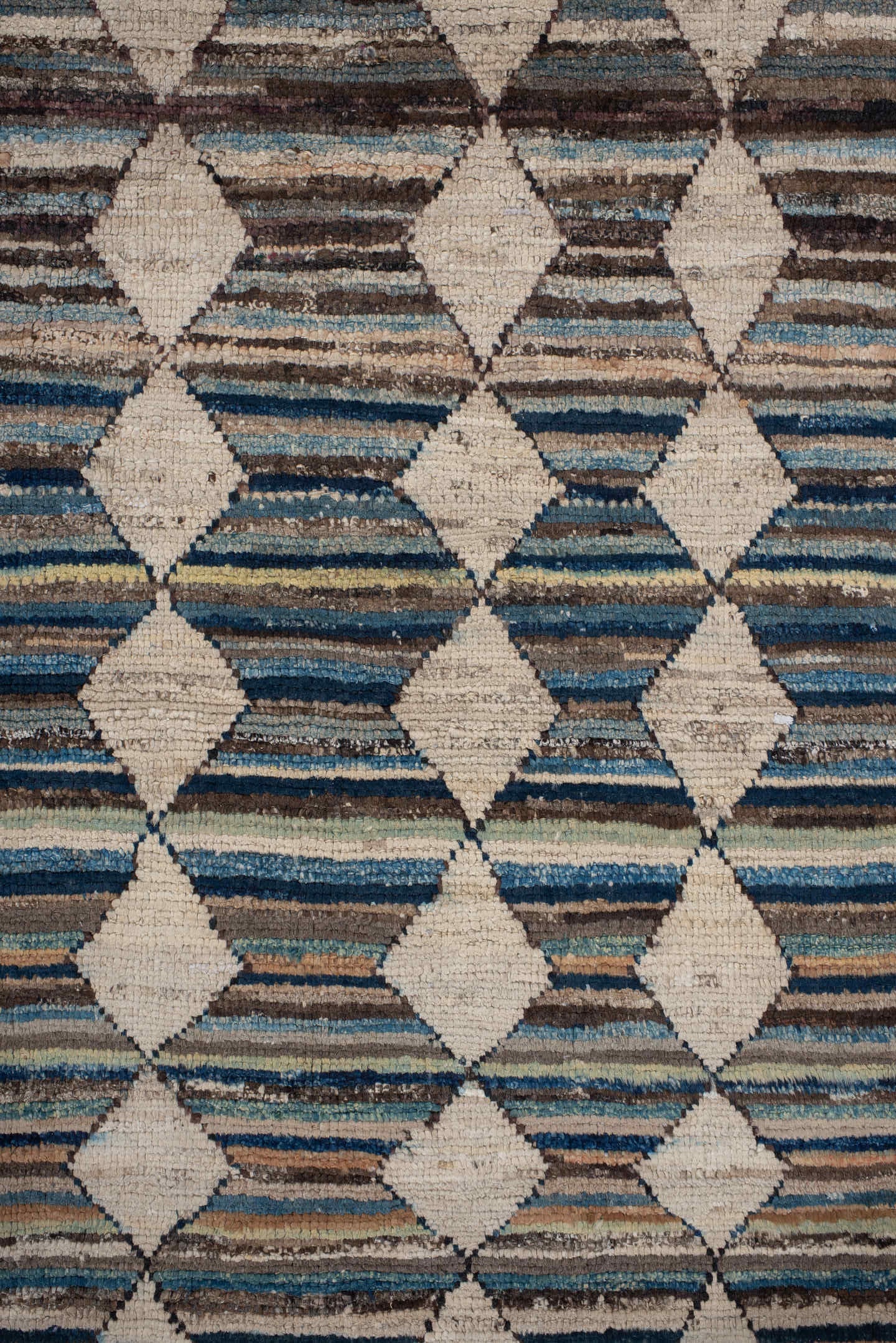2' x 9' one-of-a-kind handmade vintage Kilim runner rug. Color palette: ivory, brown, blue, camel, charcoal, rust, taupe