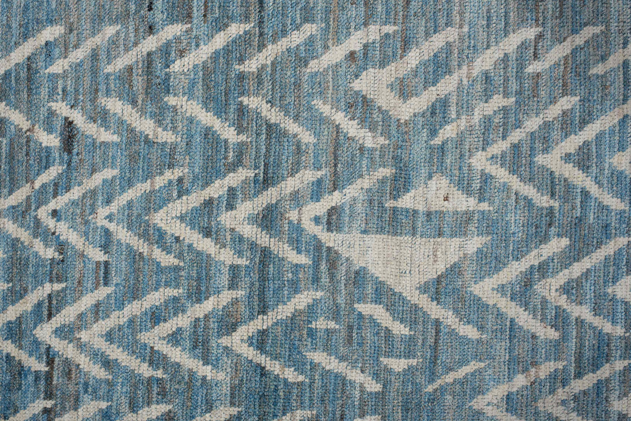 3' x 8' one-of-a-kind handmade vintage Tulu runner rug. Color palette: black, blue, charcoal, dark gray, dim gray, gainsboro