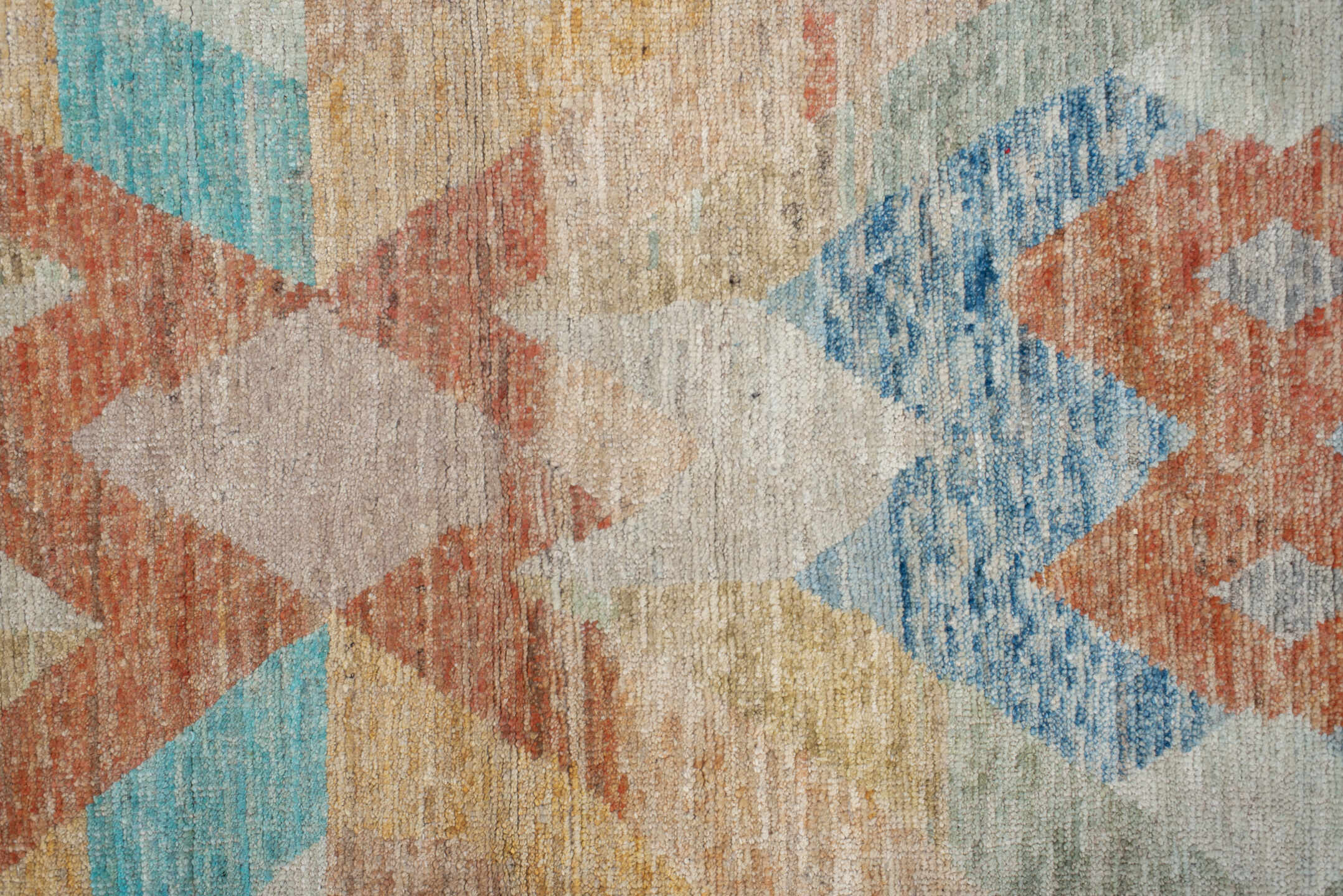 2' x 9' one-of-a-kind handmade vintage Kilim runner rug. Color palette: antiquewhite, blanched almond, blue, brown