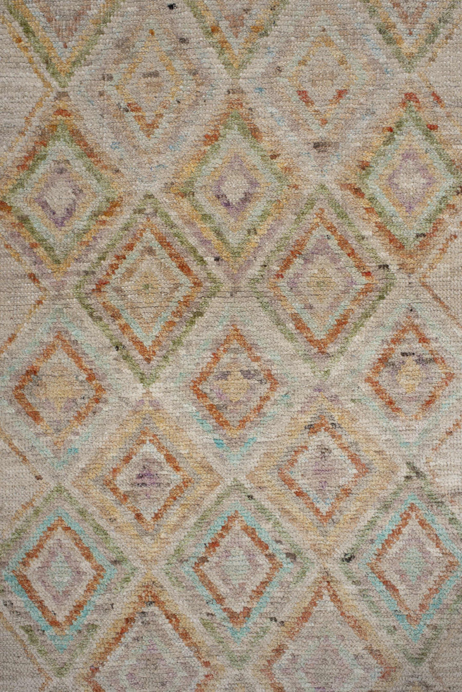 3' x 9' one-of-a-kind handmade vintage Kilim runner rug. Color palette: ivory, aqua, peach, lavender, sage, taupe, teal