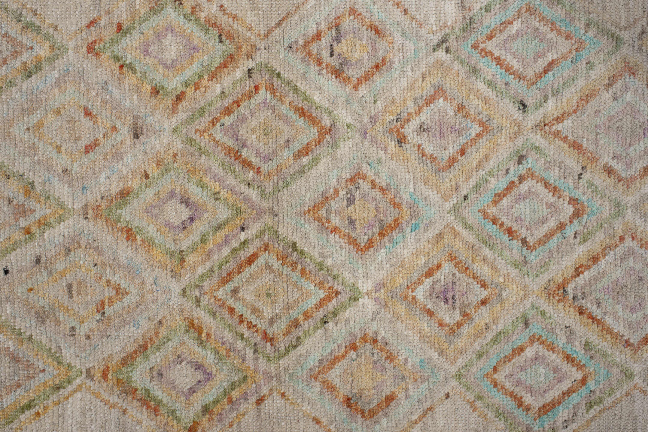 3' x 9' one-of-a-kind handmade vintage Kilim runner rug. Color palette: blue, brown, burlywood, gray, light gray, off-white